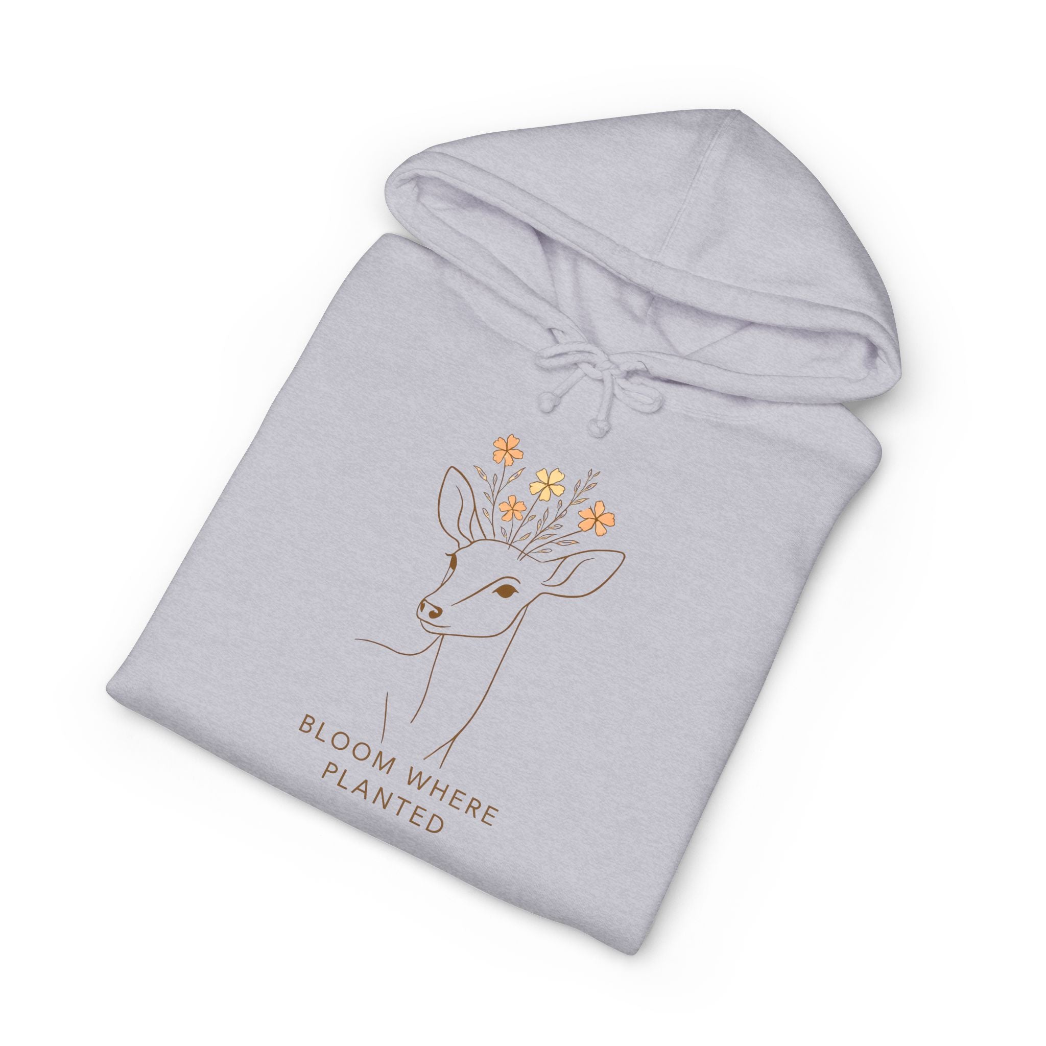 Floral Deer Hoodie — "Bloom Where Planted" Cozy Graphic Sweatshirt