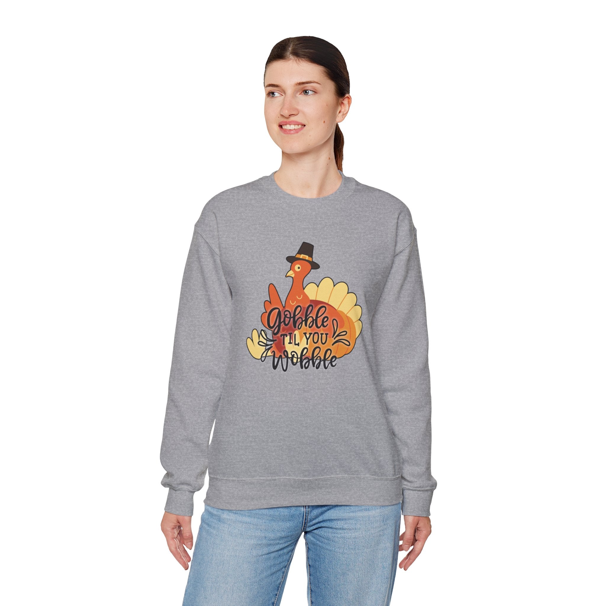 Gobble ’Til You Wobble Sweatshirt – Cute Thanksgiving Turkey Sweater | Fall Humor Shirt | Bougie Pumpkin Boutique