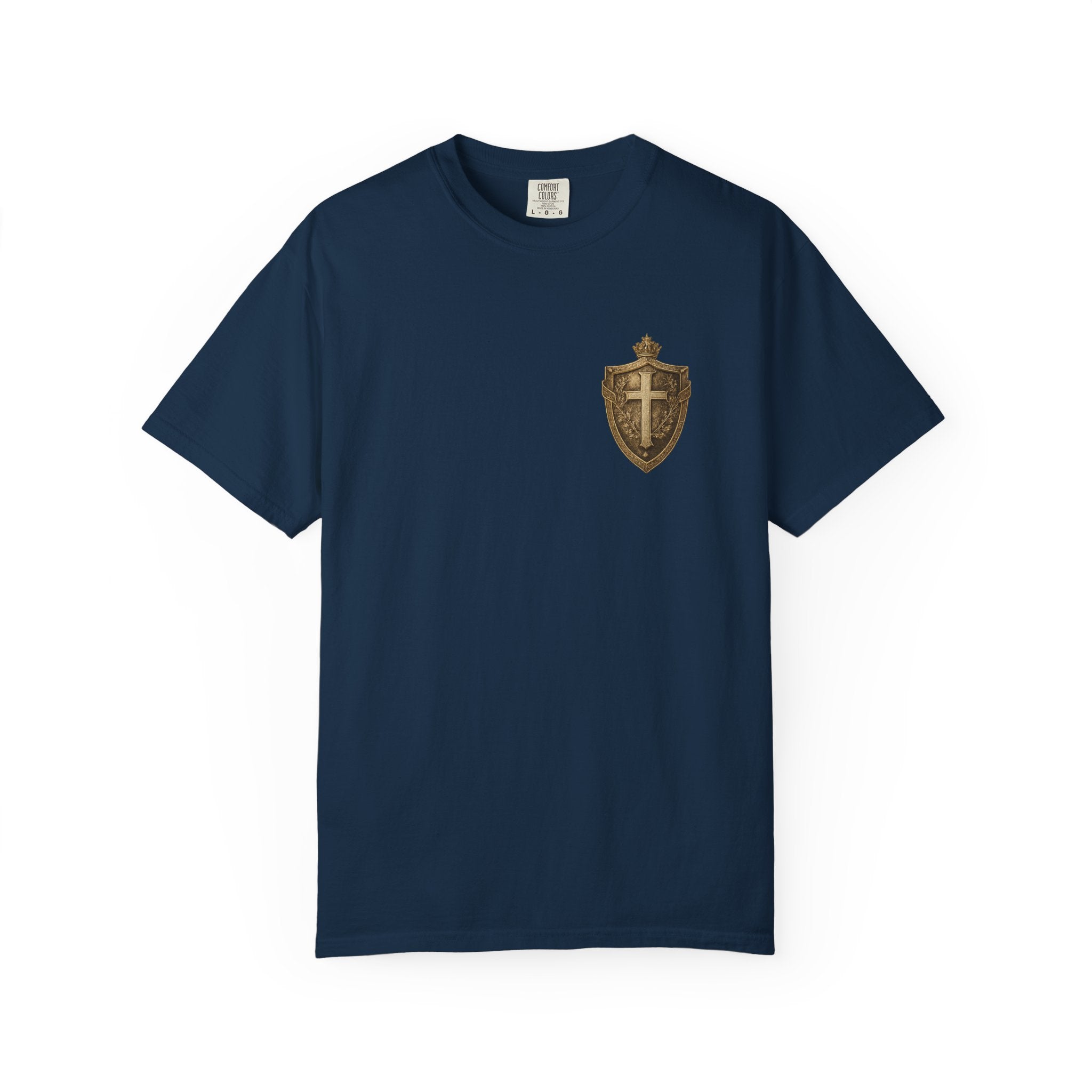 Christian Shield T-Shirt — Vintage Cross Emblem Tee