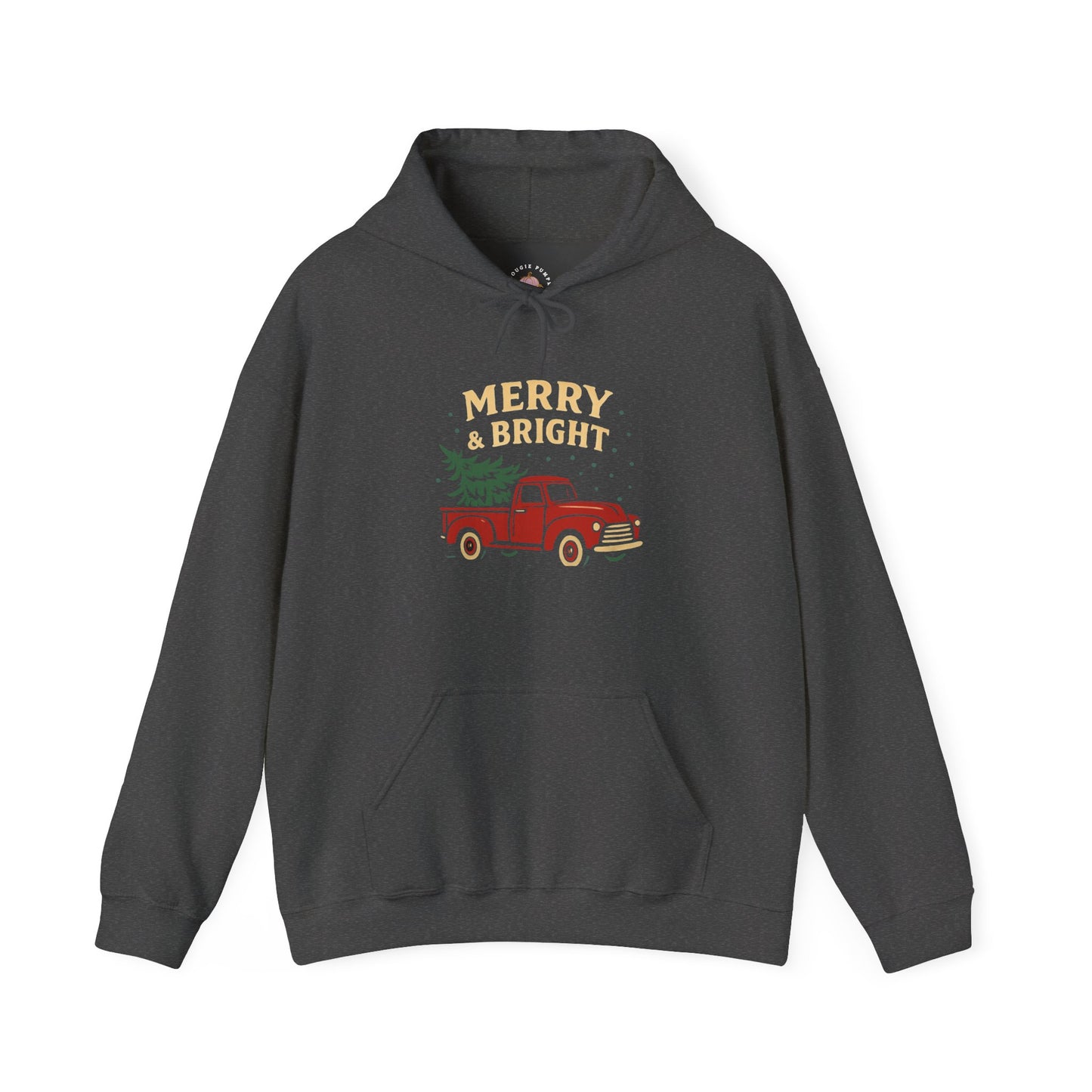 Merry & Bright Hoodie, Cozy Holiday Sweatshirt, Christmas Gift for Him & Her, Festive Apparel, Winter Style