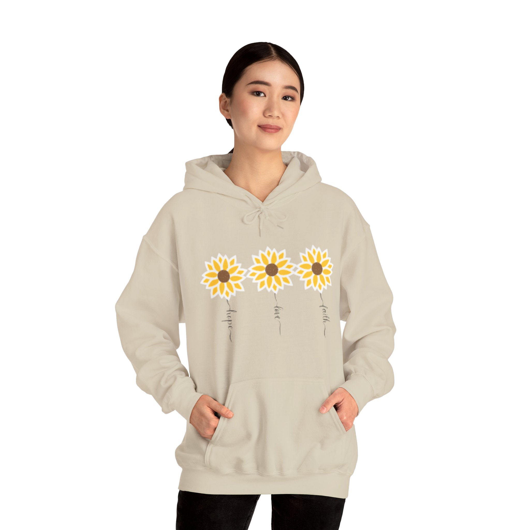 Faith, Hope, and Love Flowers Hoodie for Moms - Inspirational Unisex Hooded Sweatshirt