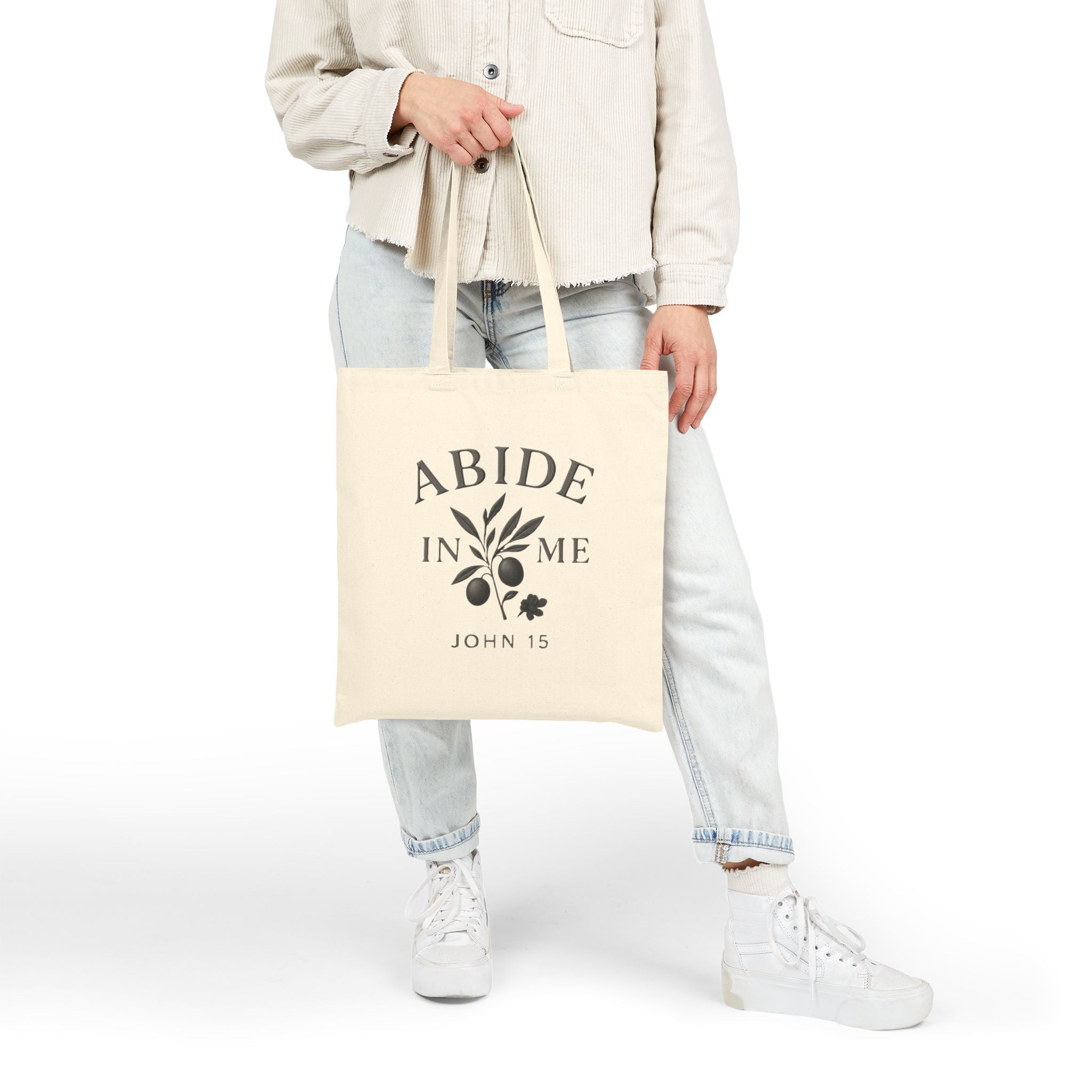 Abide in Me Canvas Tote Bag | John 15 Scripture Bag | Christian Faith Tote – The Bougie Pumpkin Boutique