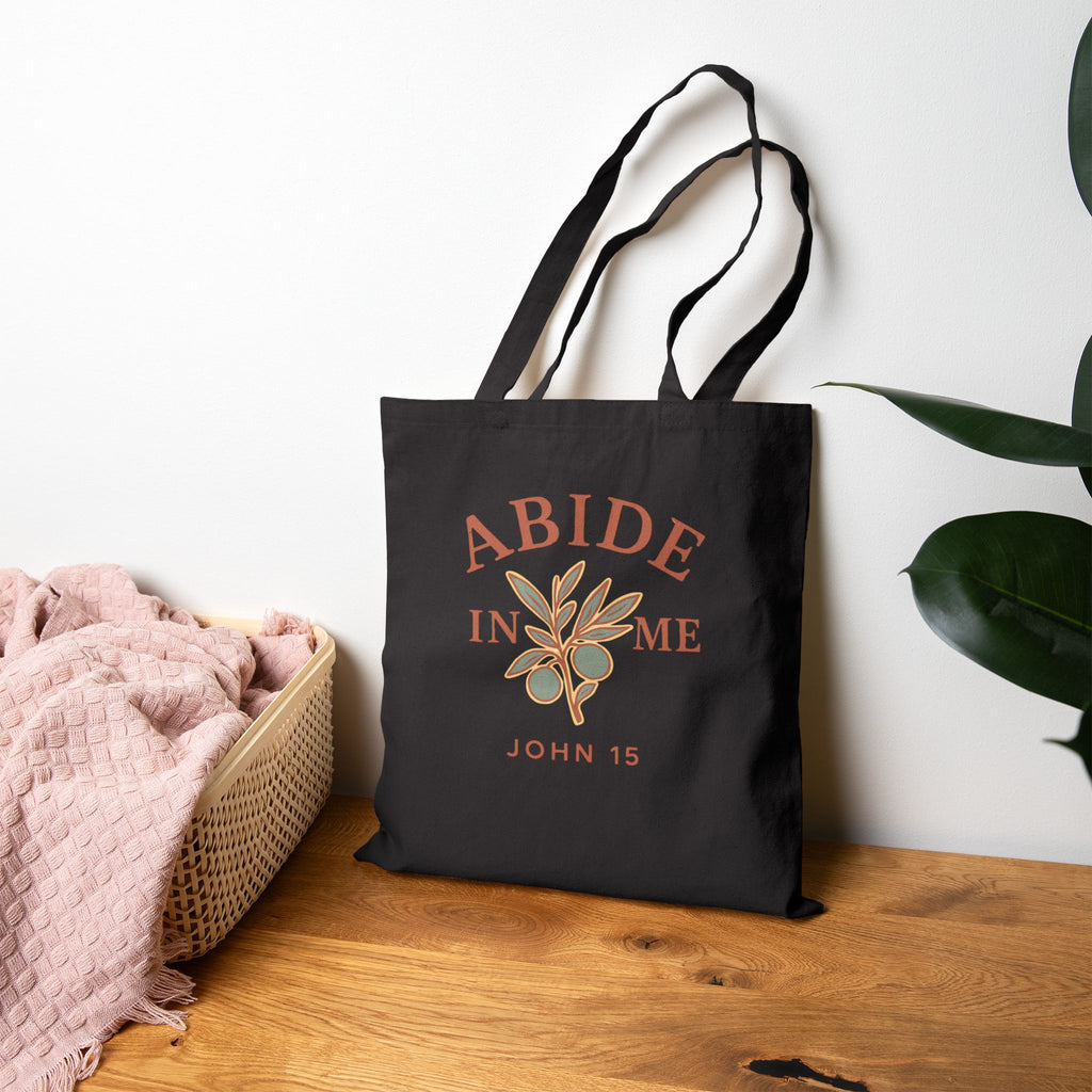 Abide in Me Canvas Tote Bag | John 15 Scripture Bag | Christian Faith Tote – The Bougie Pumpkin Boutique