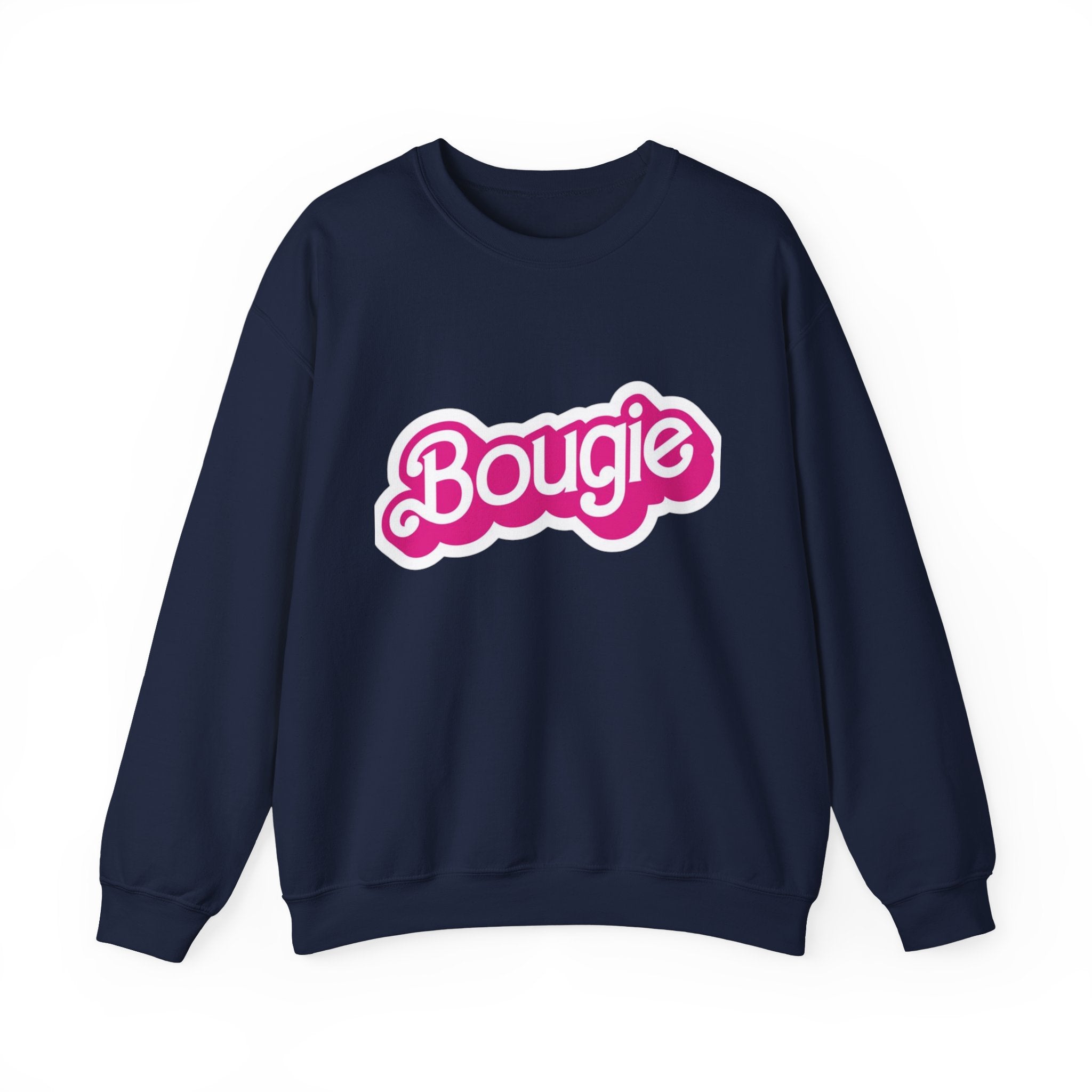 Bougie Crewneck Sweatshirt — Retro Pink Script Graphic