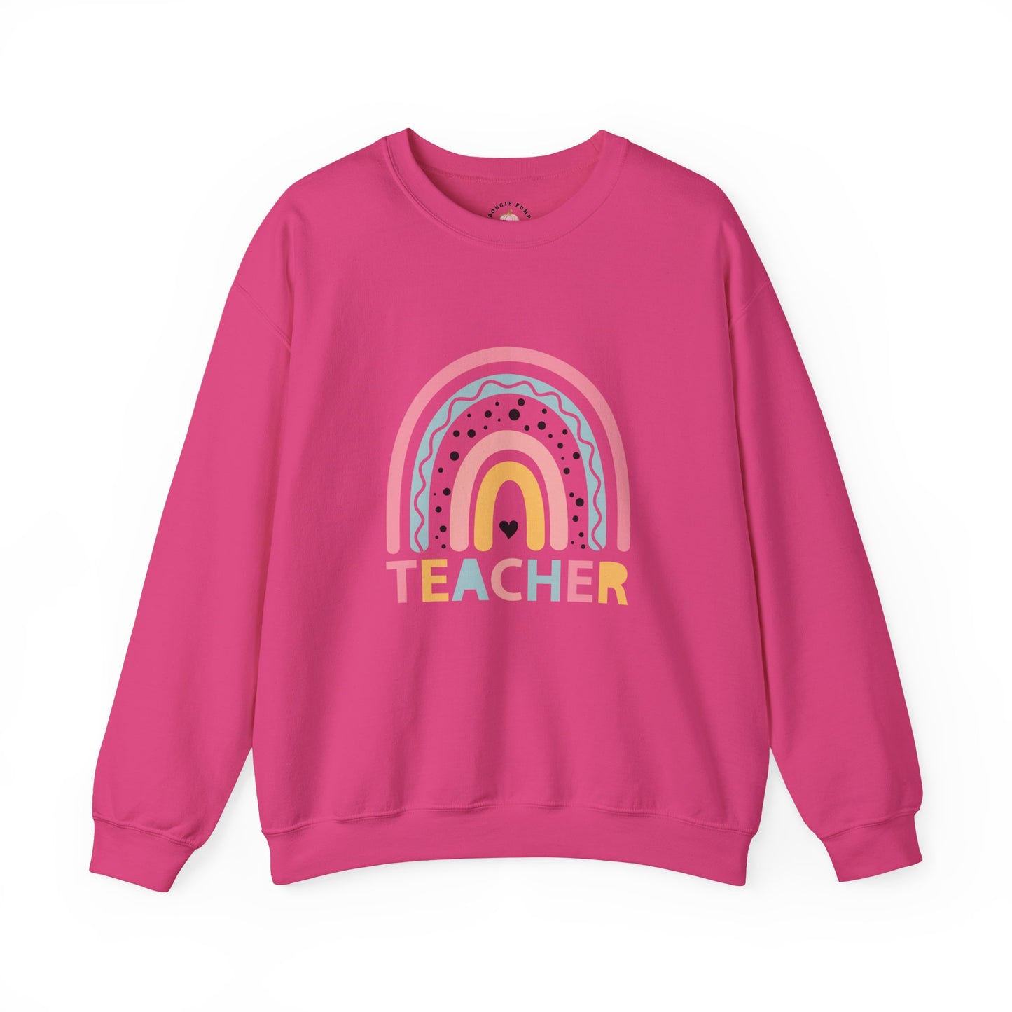 Rainbow Teacher Crewneck Sweatshirt - Cozy Gift for Educators, Back to School, Teacher Appreciation, Classroom Wear, Cute Sweatshirt