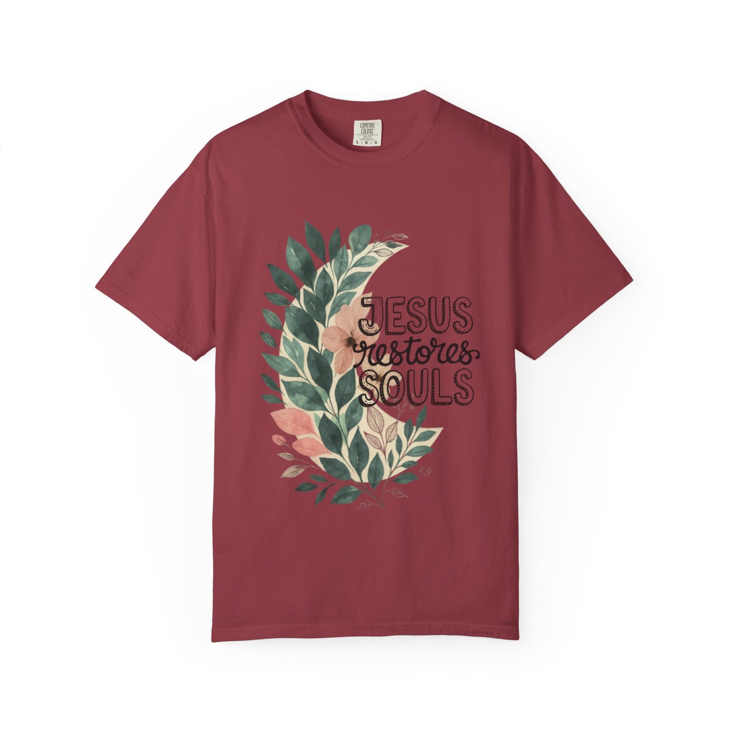 Floral Christian T-Shirt - Jesus Restores My Soul