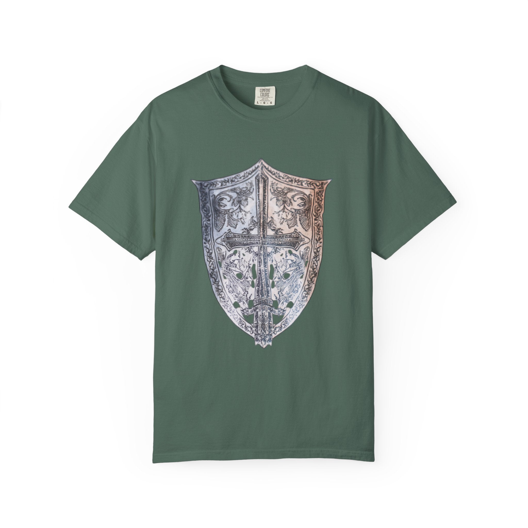Medieval Cross Shield Graphic T-Shirt — Vintage Knight Crest Tee