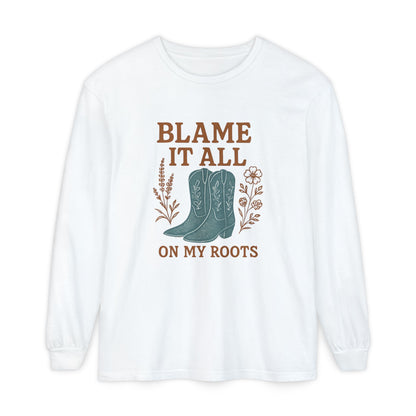 Blame It All On My Roots Graphic Sweatshirt | Southern Faith Boutique Apparel - The Bougie Pumpkin Boutique