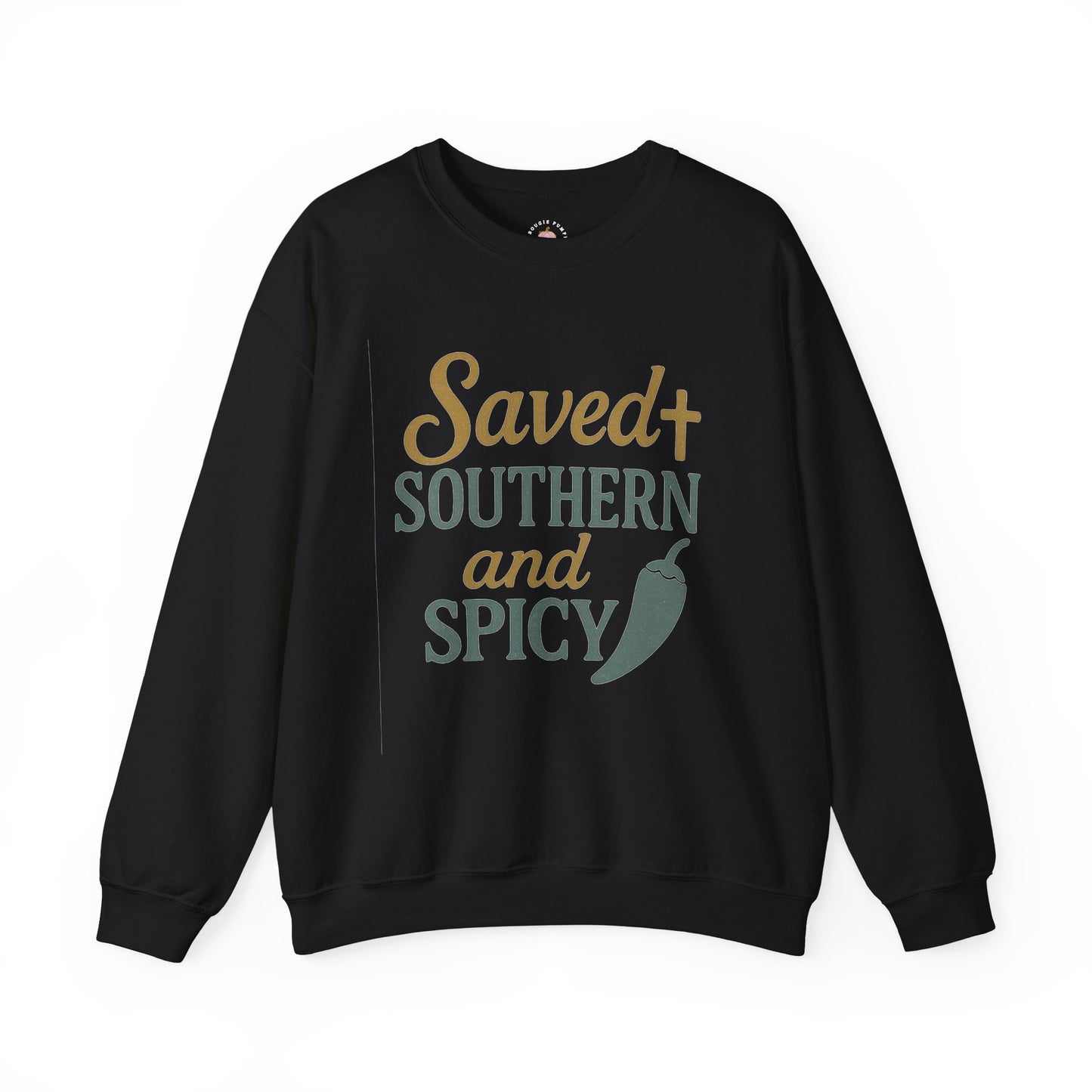 Saved, Southern, and Spicy | Faith & Fire Graphic Tee for Christian Women - The Bougie Pumpkin Boutique