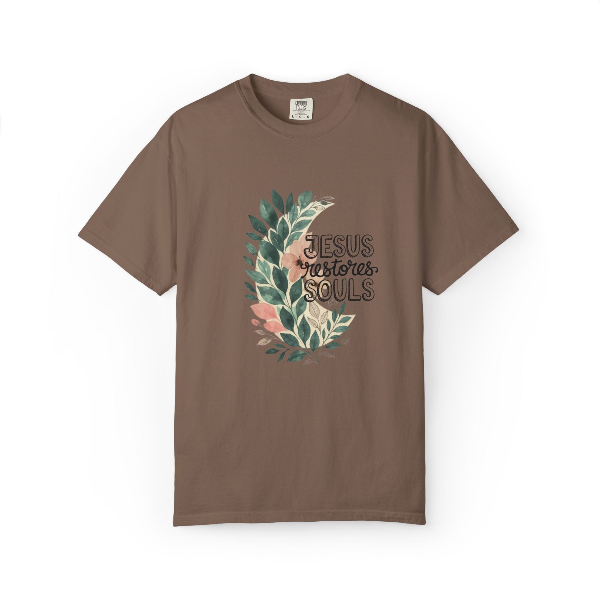Floral Christian T-Shirt - Jesus Restores My Soul