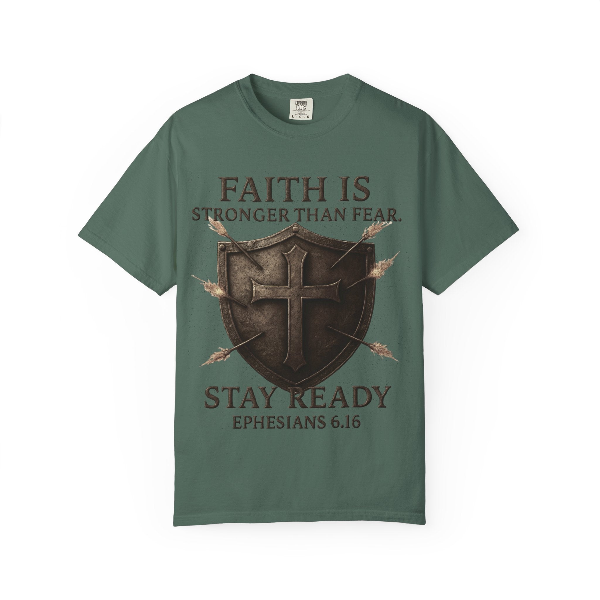 Faith Is Stronger Than Fear T-Shirt — 'Stay Ready' Ephesians 6:16 Christian Tee