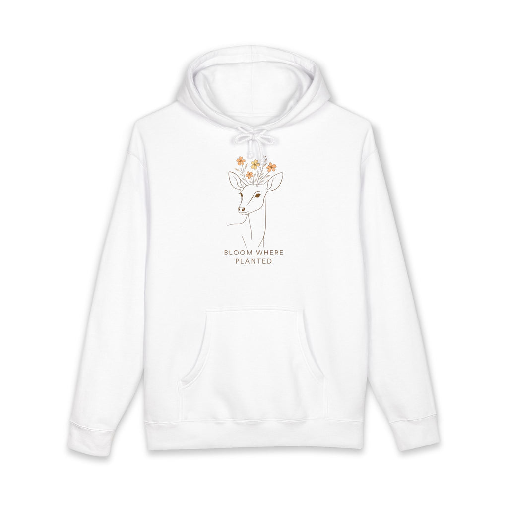 Floral Deer Hoodie — "Bloom Where Planted" Cozy Graphic Sweatshirt