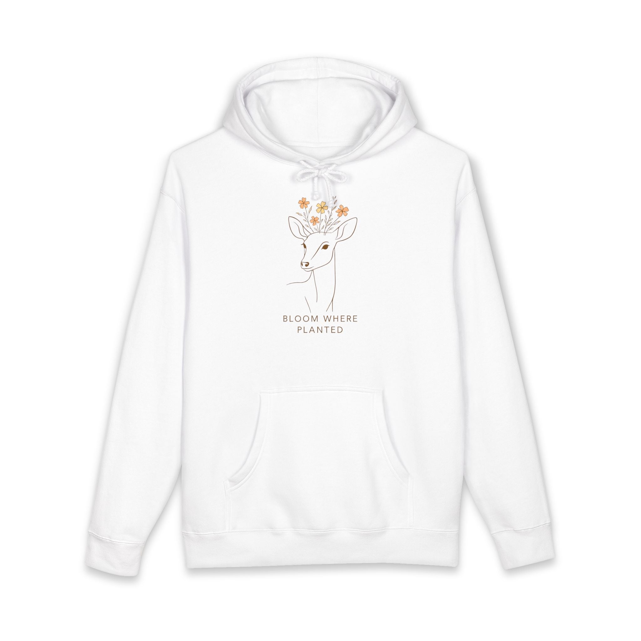 Floral Deer Hoodie — "Bloom Where Planted" Cozy Graphic Sweatshirt