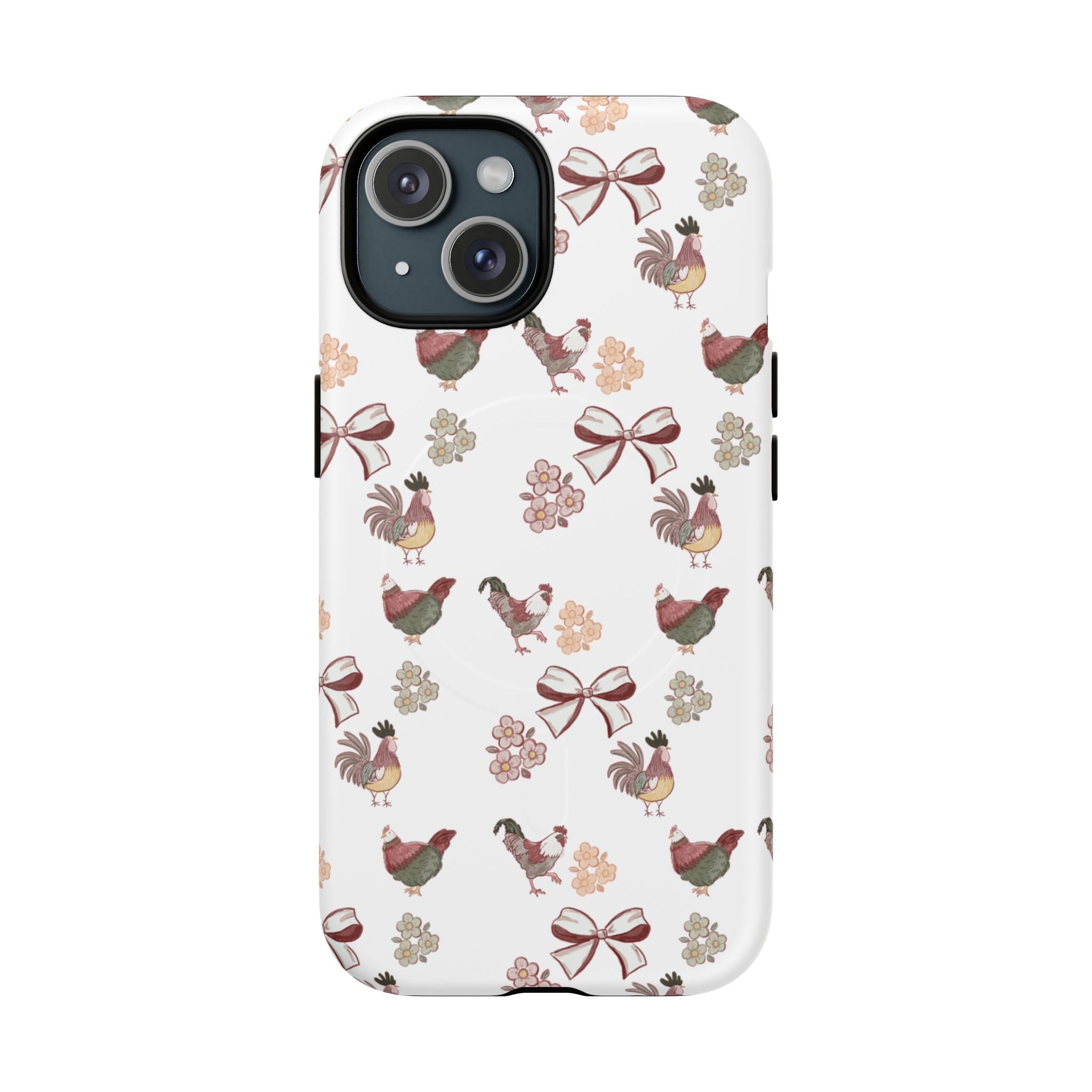 Rooster Bow Floral Phone Case — Tough Magnetic Protective iPhone Cover