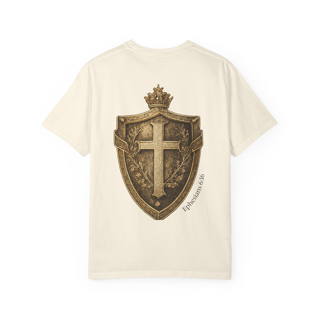 Christian Shield T-Shirt — Vintage Cross Emblem Tee