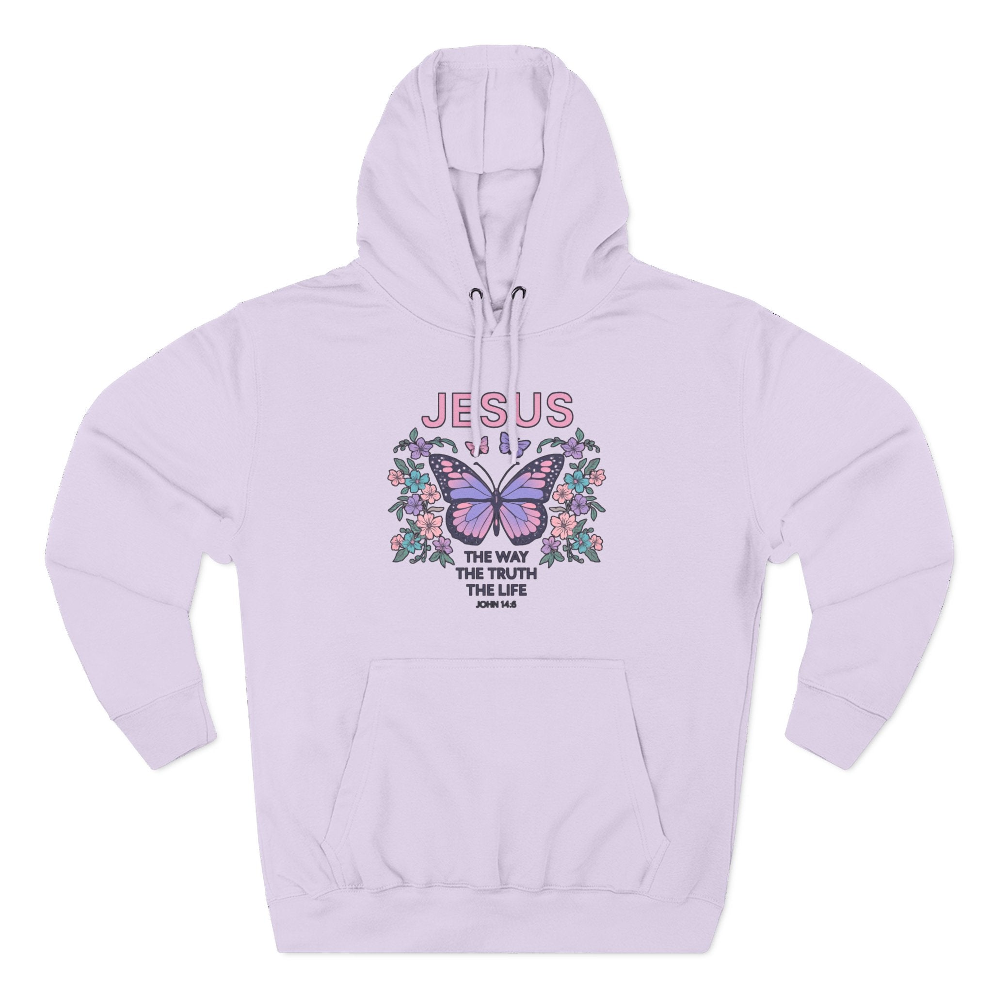 Christian Butterfly Hoodie — "Jesus is the Way, the Truth, the Life" Faith Graphic Pullover