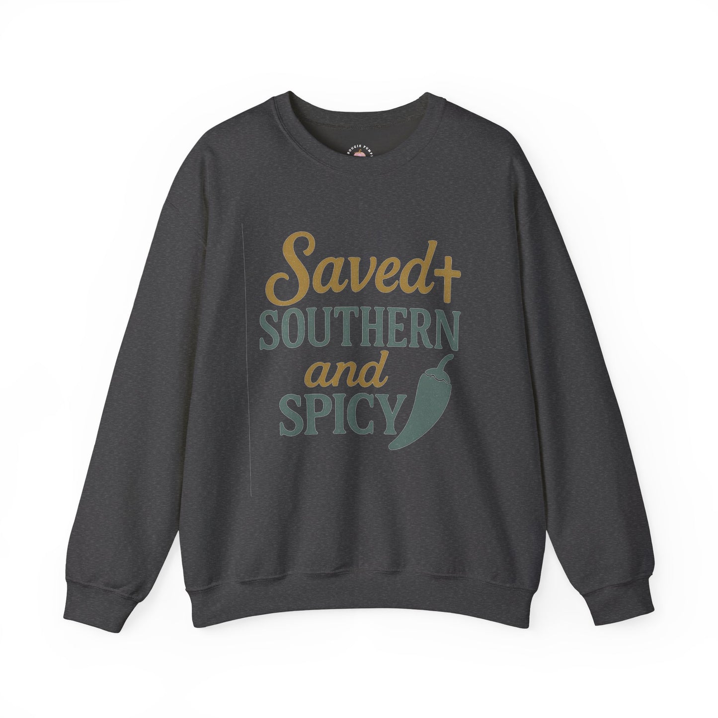 Saved, Southern, and Spicy | Faith & Fire Graphic Tee for Christian Women - The Bougie Pumpkin Boutique