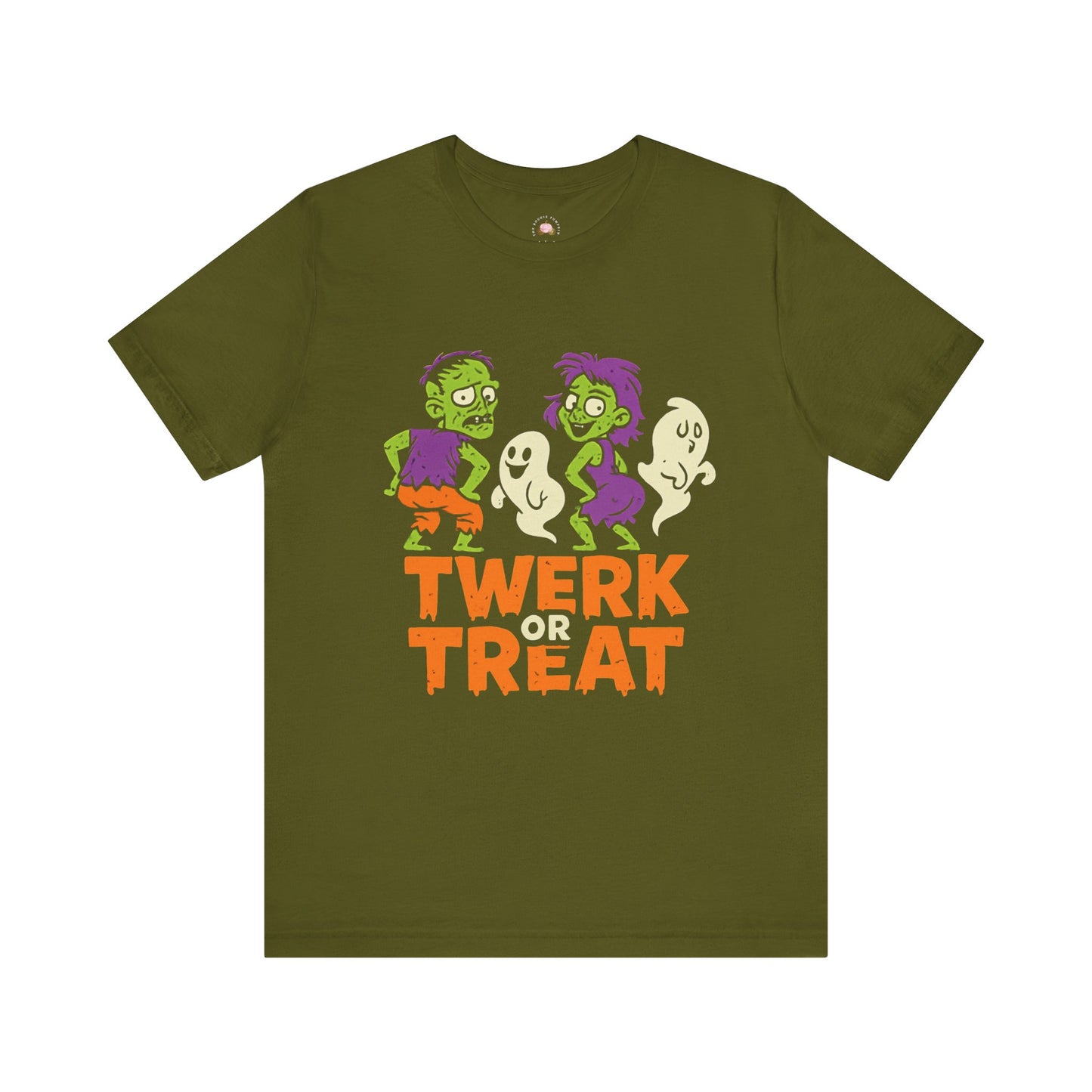 Halloween Fun Unisex Jersey Tee, T-Shirt for Halloween Parties, Funny Costume Tee, Trendy Unisex Tee, Twerk or Treat Design