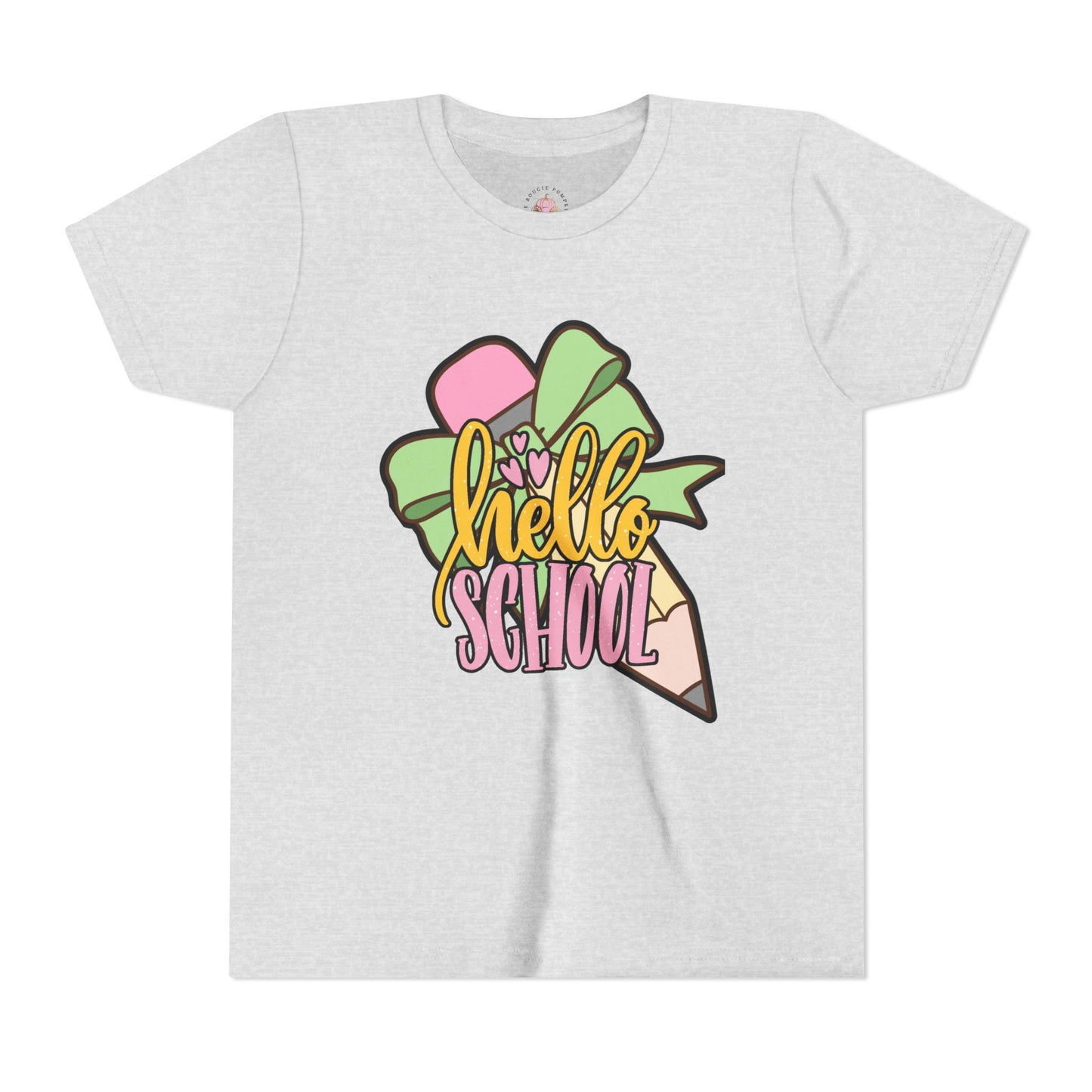 Girl's Youth Short Sleeve Tee - Hello School Design