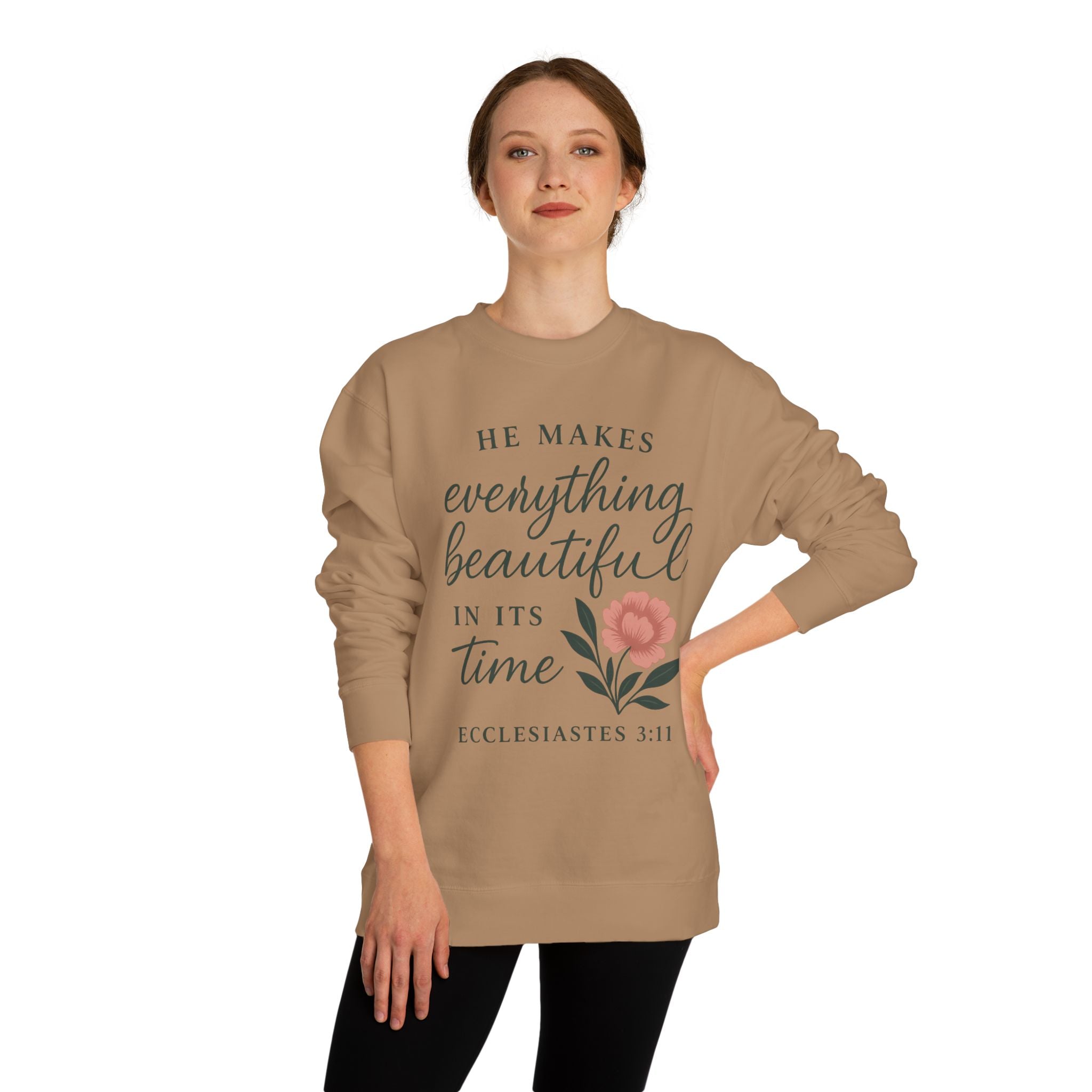 Ecclesiastes 3:11 Floral Crewneck Sweatshirt – "He Makes Everything Beautiful" Christian Pullover