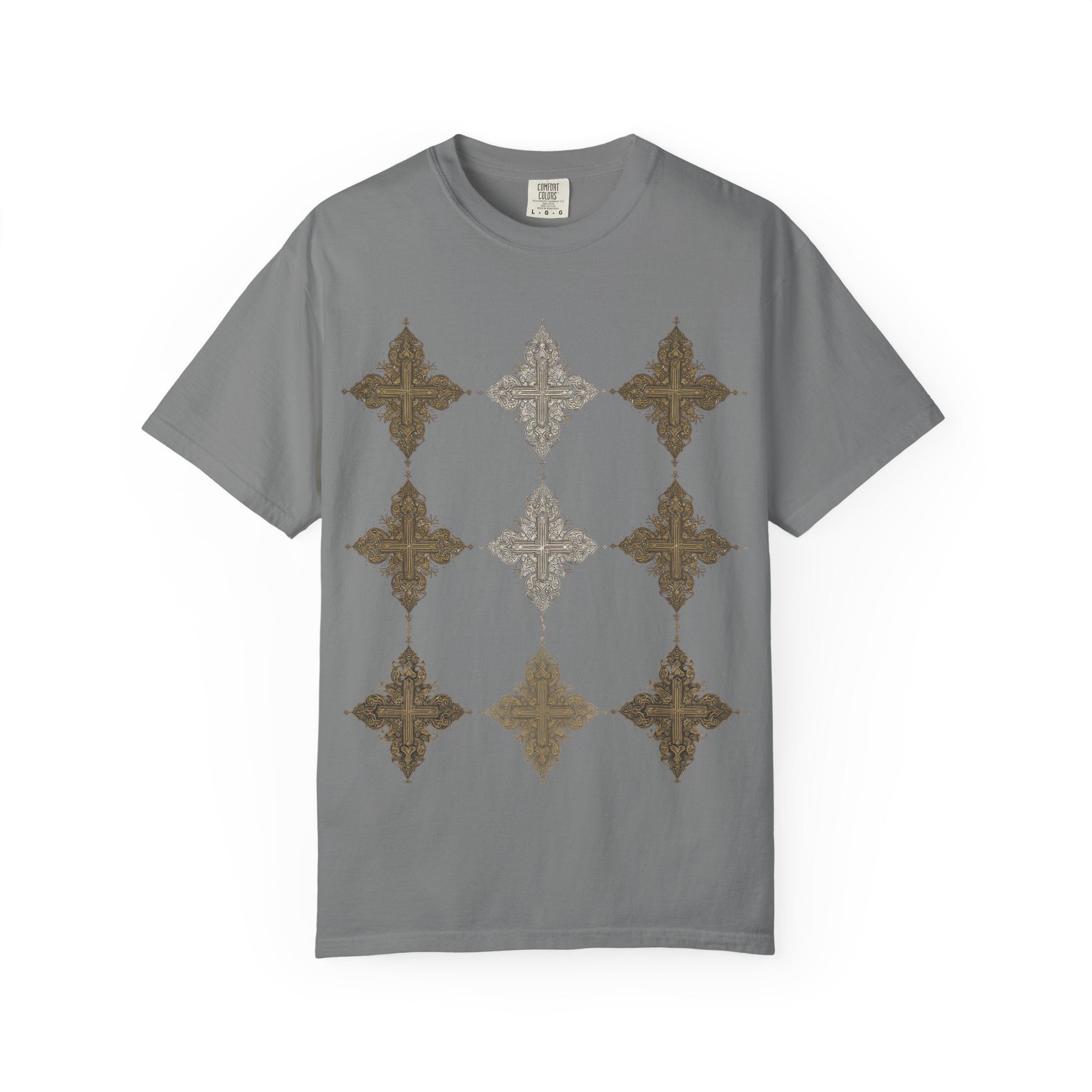 Geometric Fleur Grid T-Shirt — Vintage Moroccan Tile Pattern