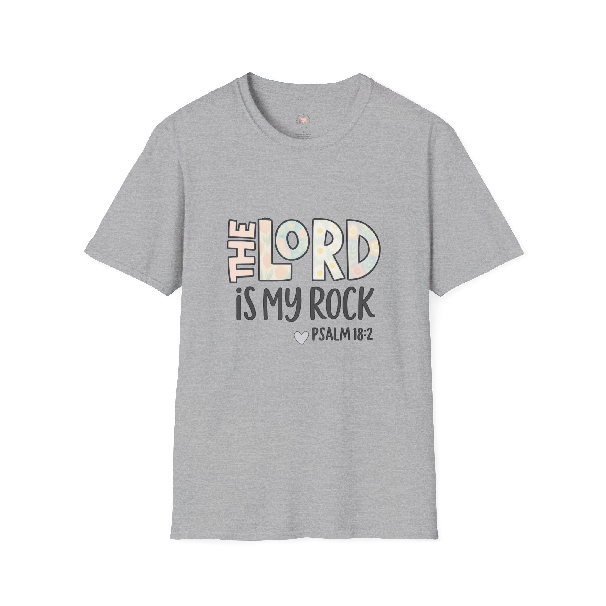 Christian T-Shirt — “The Lord Is My Rock” Psalm 18:2 Inspirational Tee