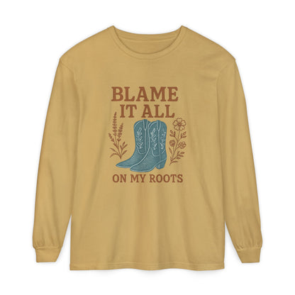 Blame It All On My Roots Graphic Sweatshirt | Southern Faith Boutique Apparel - The Bougie Pumpkin Boutique