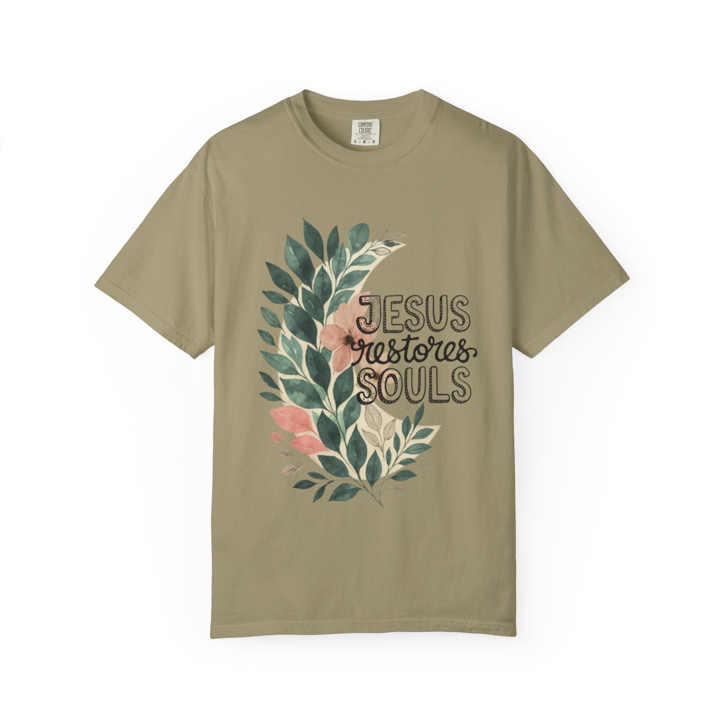 Floral Christian T-Shirt - Jesus Restores My Soul