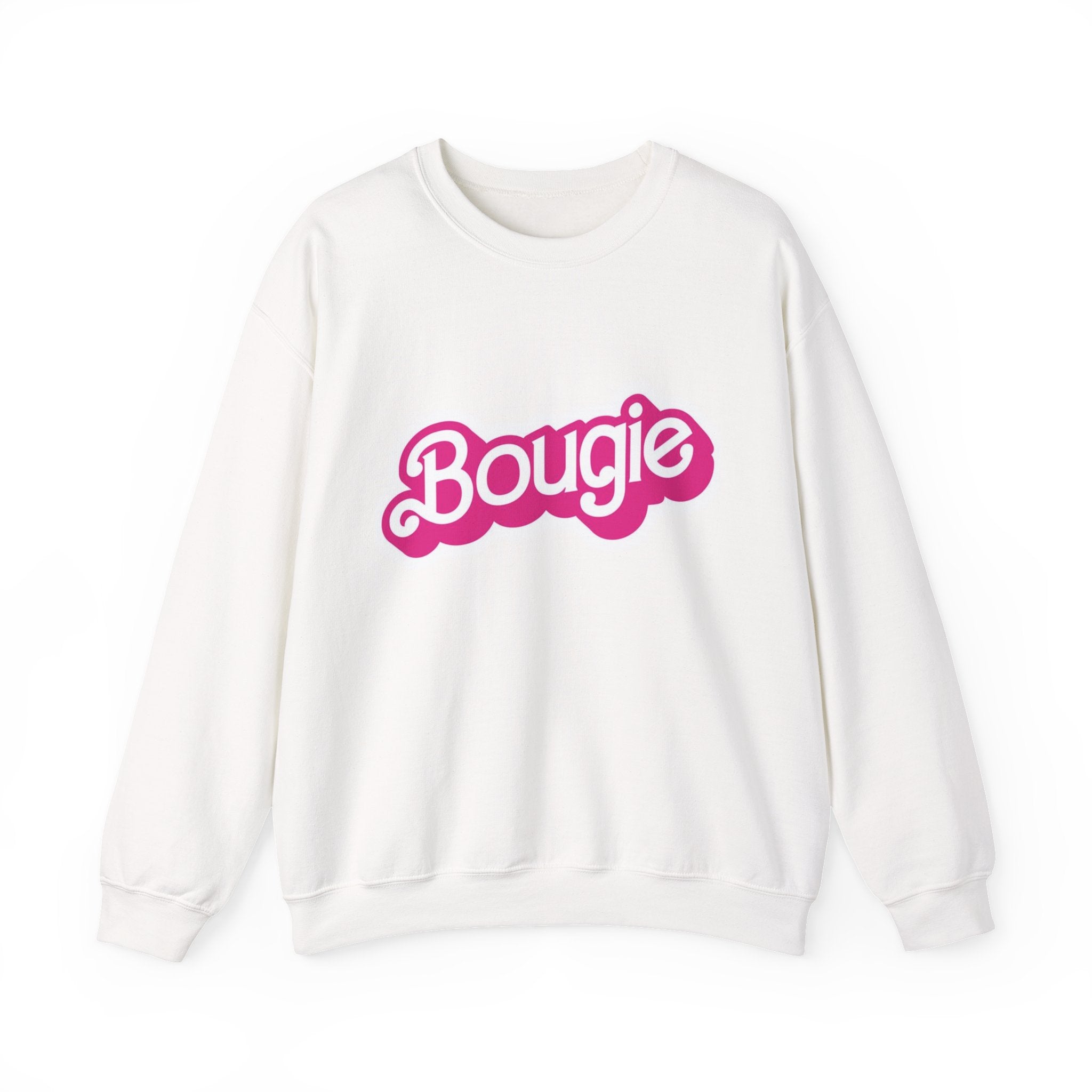 Bougie Crewneck Sweatshirt — Retro Pink Script Graphic