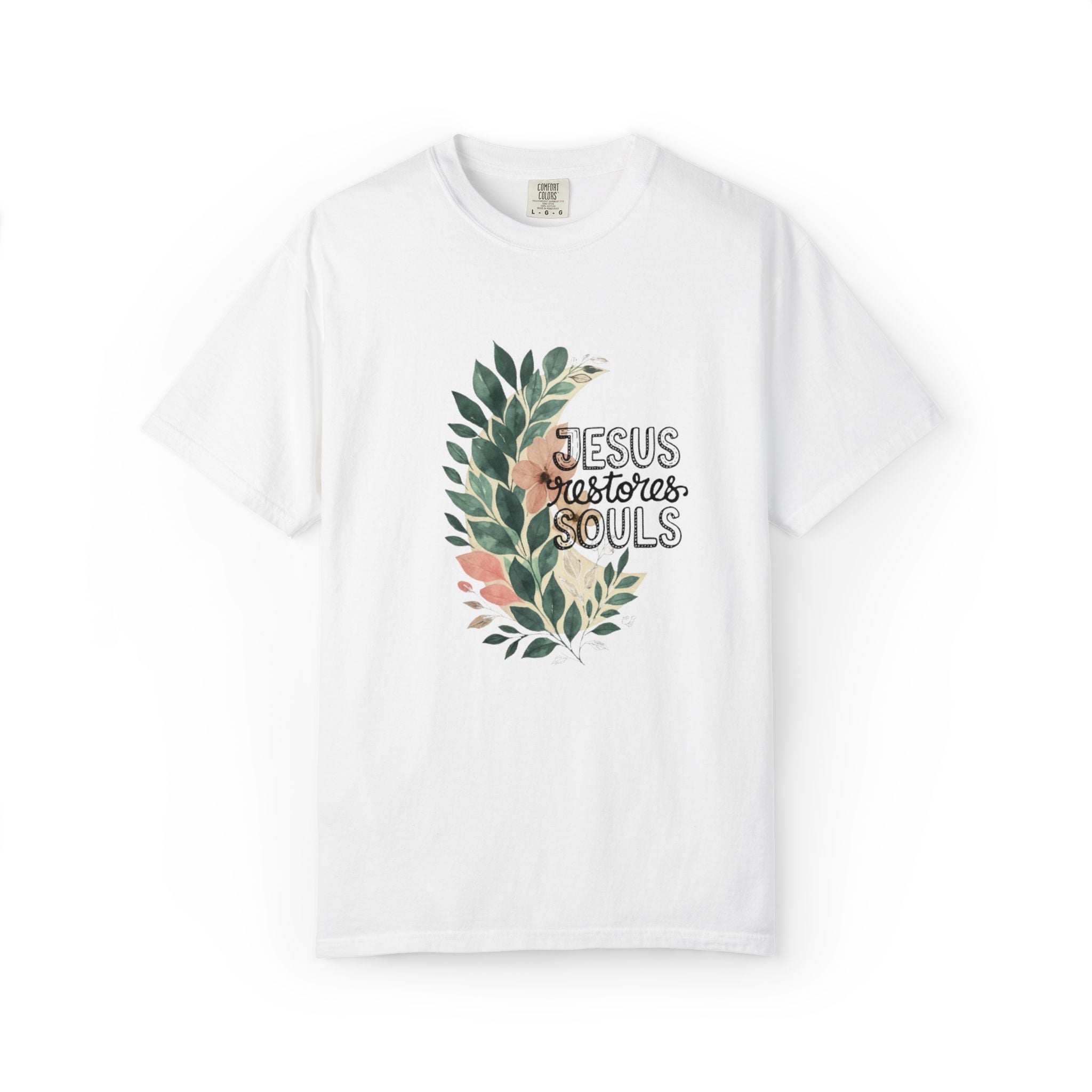 Floral Christian T-Shirt - Jesus Restores My Soul