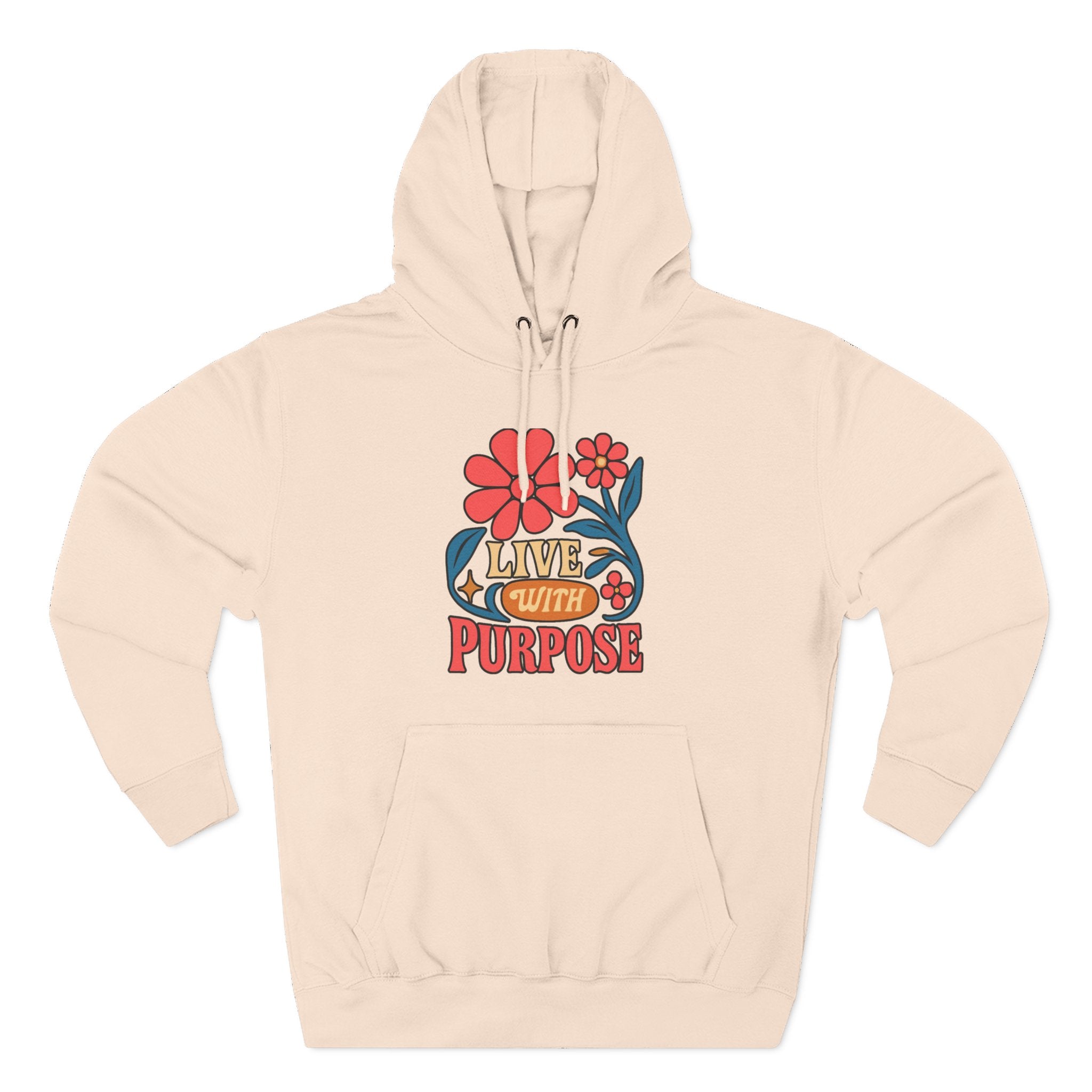 Live With Purpose Hoodie - Retro Floral Inspirational Pullover