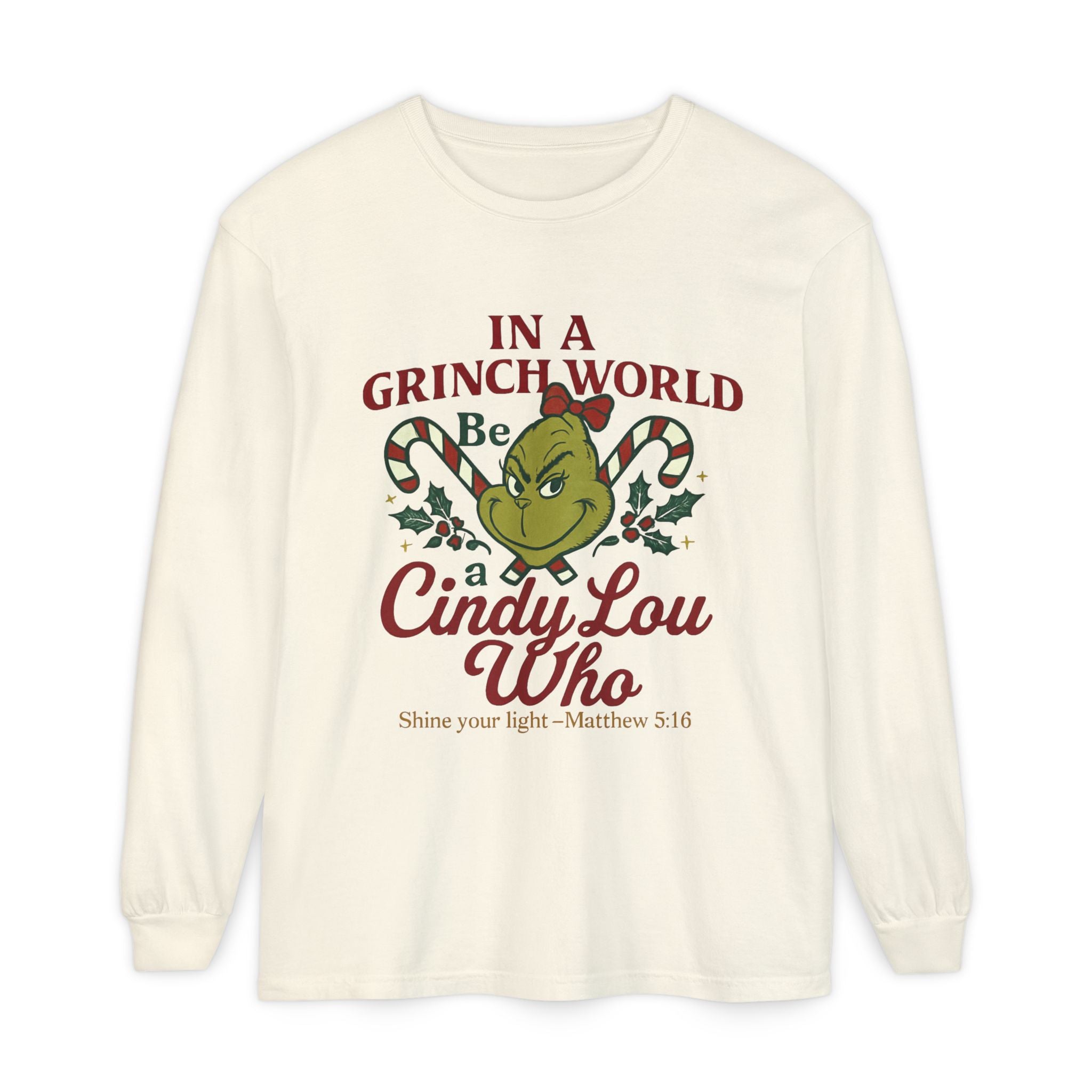 Christian Christmas Shirt – “Be a Cindy Lou Who” Inspired Holiday Tee | Matthew 5:16 | Bougie Pumpkin Boutique