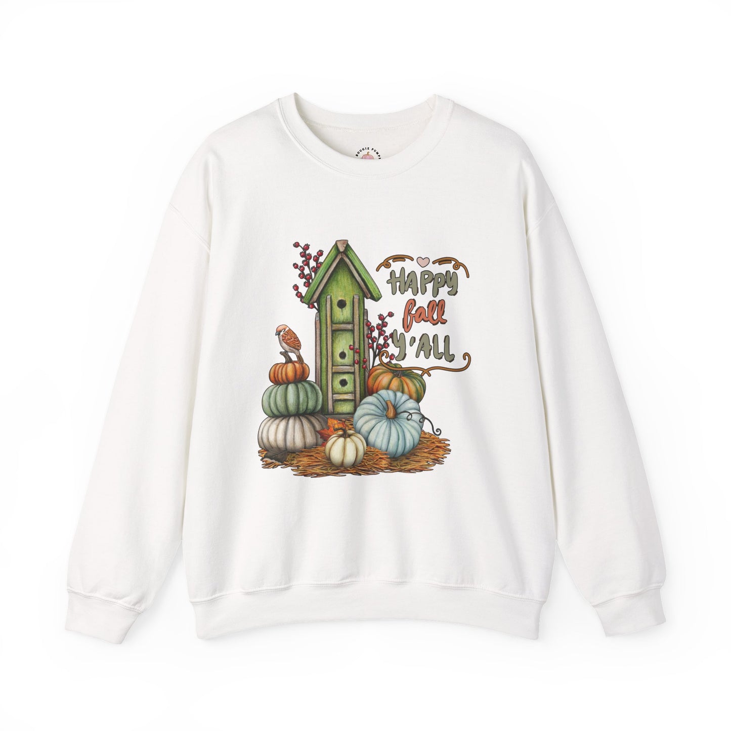 Happy Fall Unisex Crewneck Sweatshirt, Cozy Autumn Apparel, Thanksgiving Gift, Pumpkin Season Sweater, Fall Fashion Top