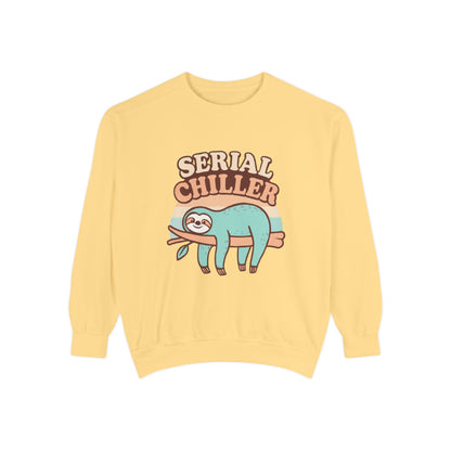 Sloth Vibes Sweatshirt - Funny Cozy Unisex Garment-Dyed Apparel
