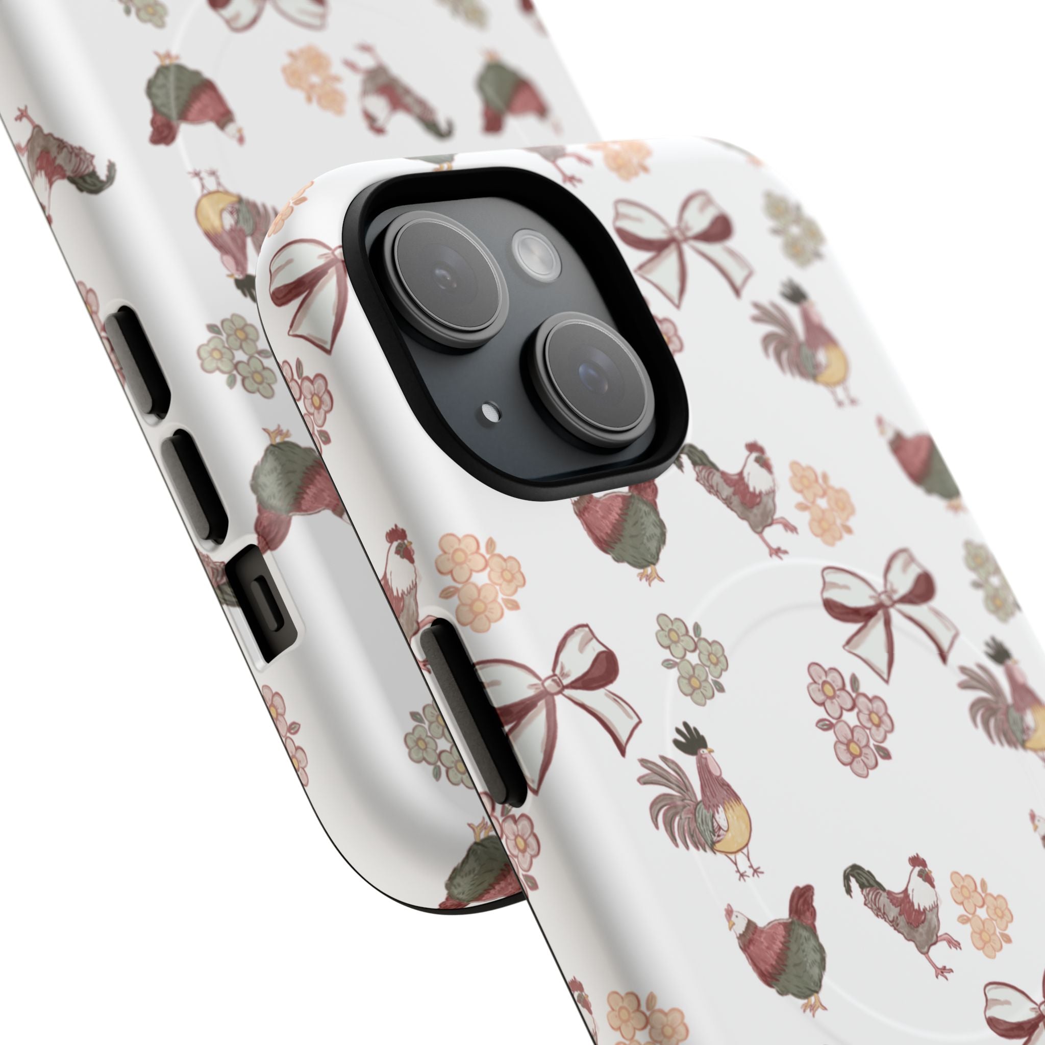 Rooster Bow Floral Phone Case — Tough Magnetic Protective iPhone Cover
