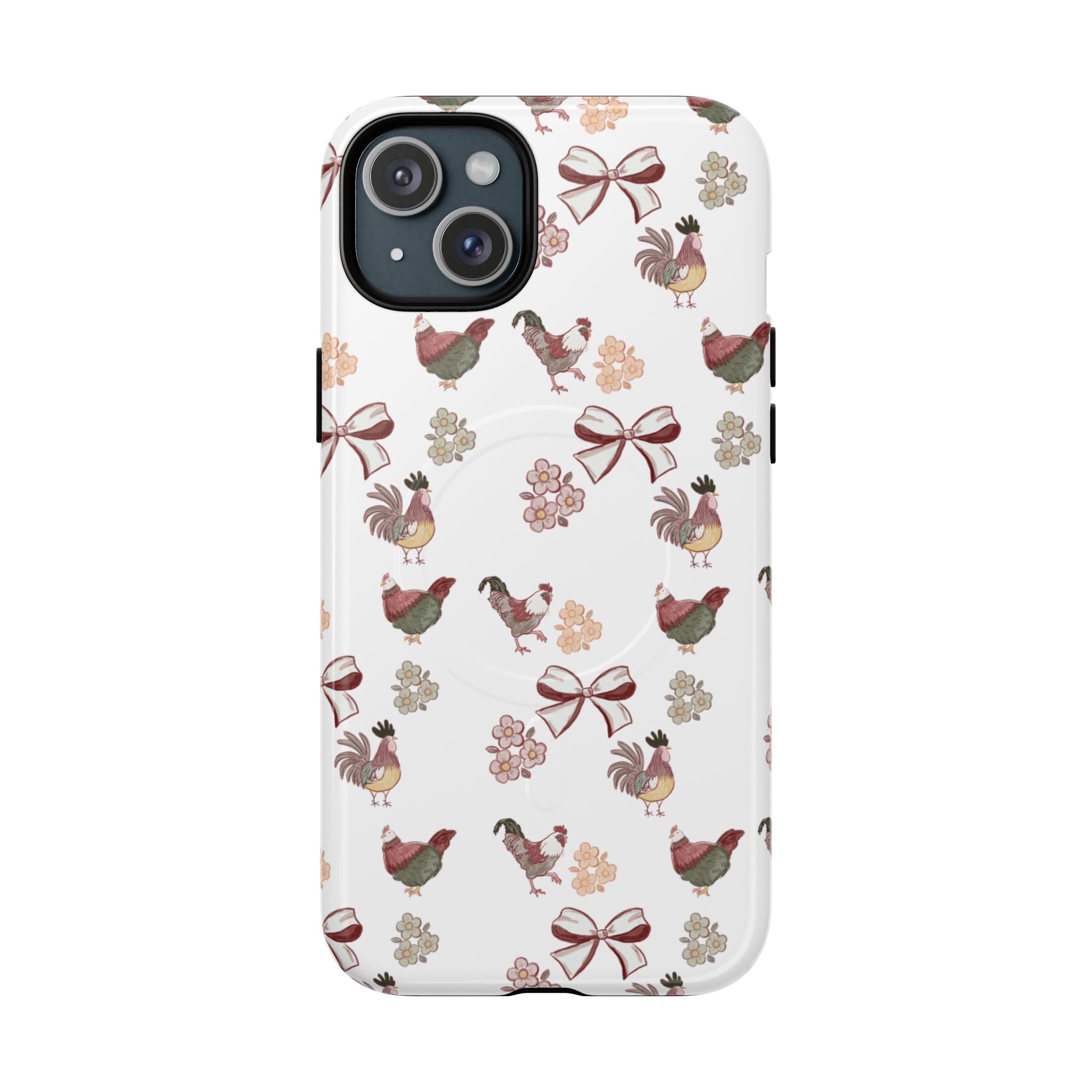 Rooster Bow Floral Phone Case — Tough Magnetic Protective iPhone Cover