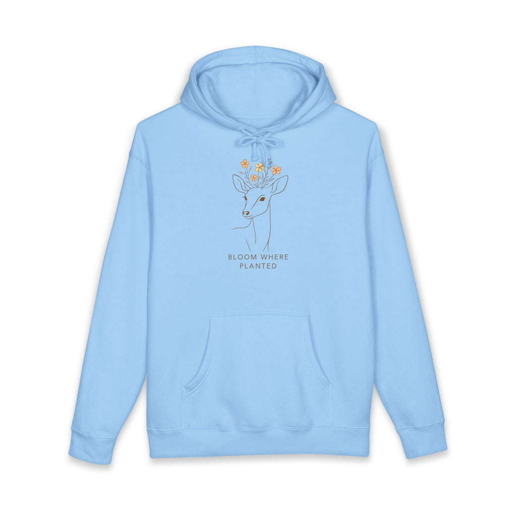 Floral Deer Hoodie — "Bloom Where Planted" Cozy Graphic Sweatshirt