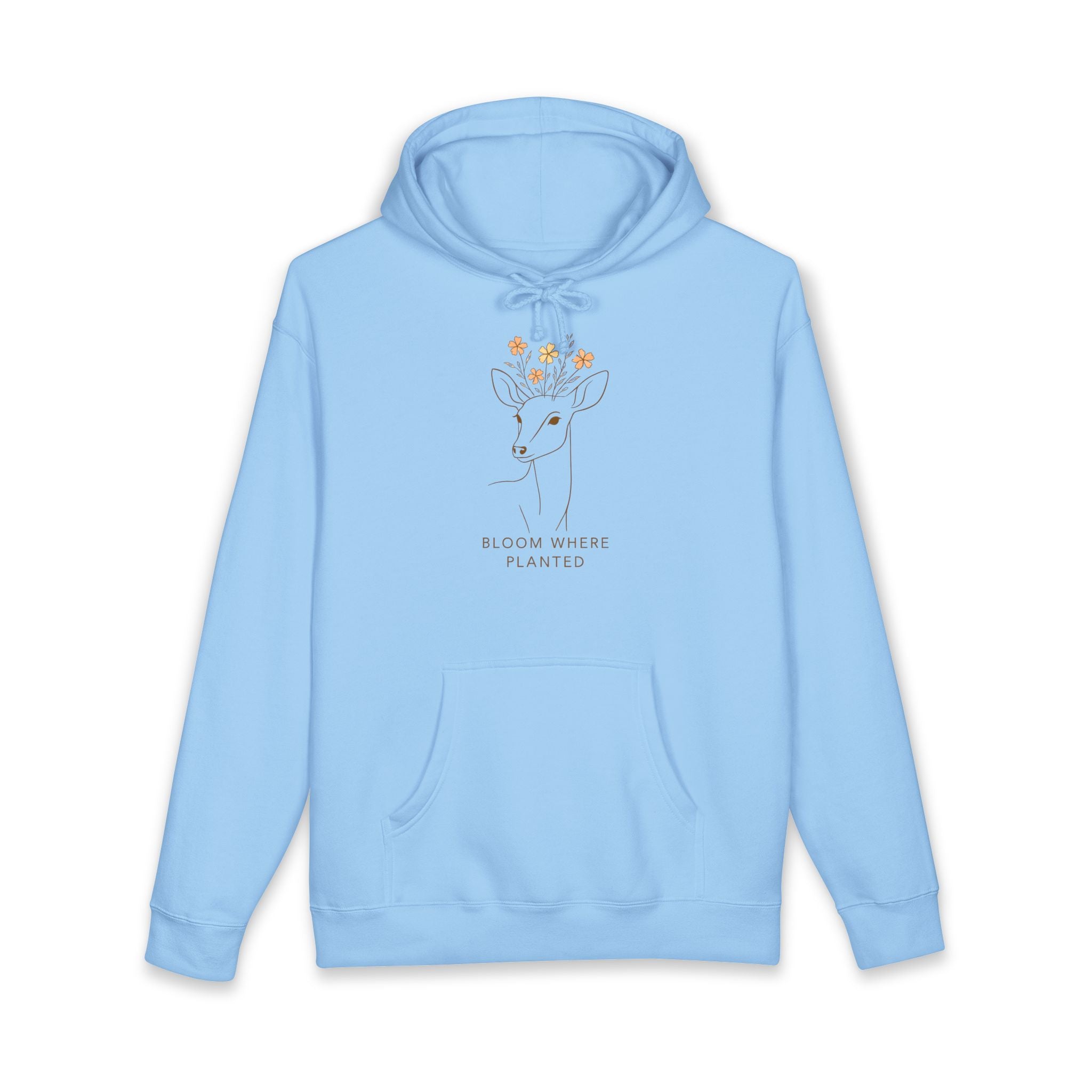 Floral Deer Hoodie — "Bloom Where Planted" Cozy Graphic Sweatshirt