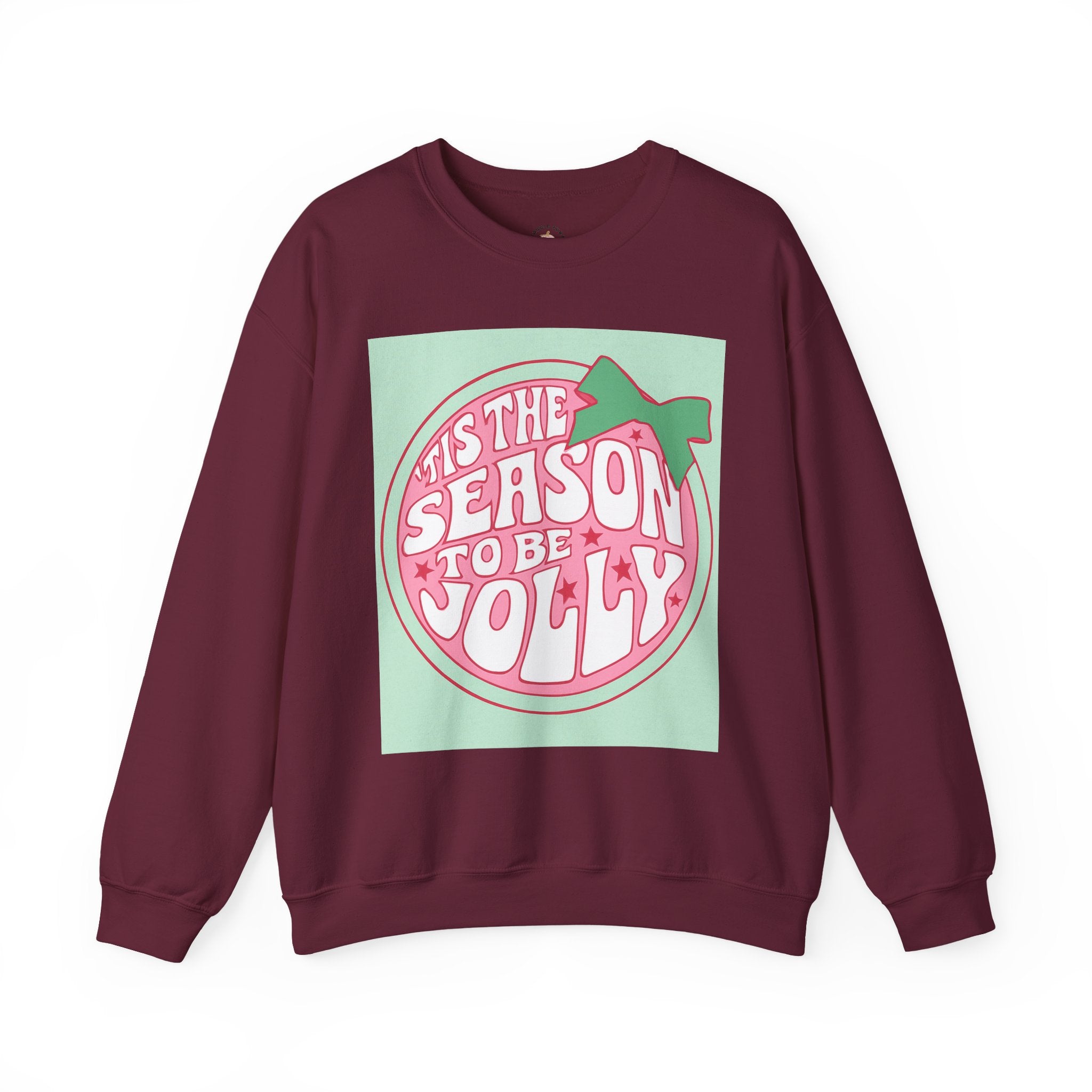 Holiday Sweatshirt — ’Tis the Season to Be Jolly Pastel Graphic Crewneck