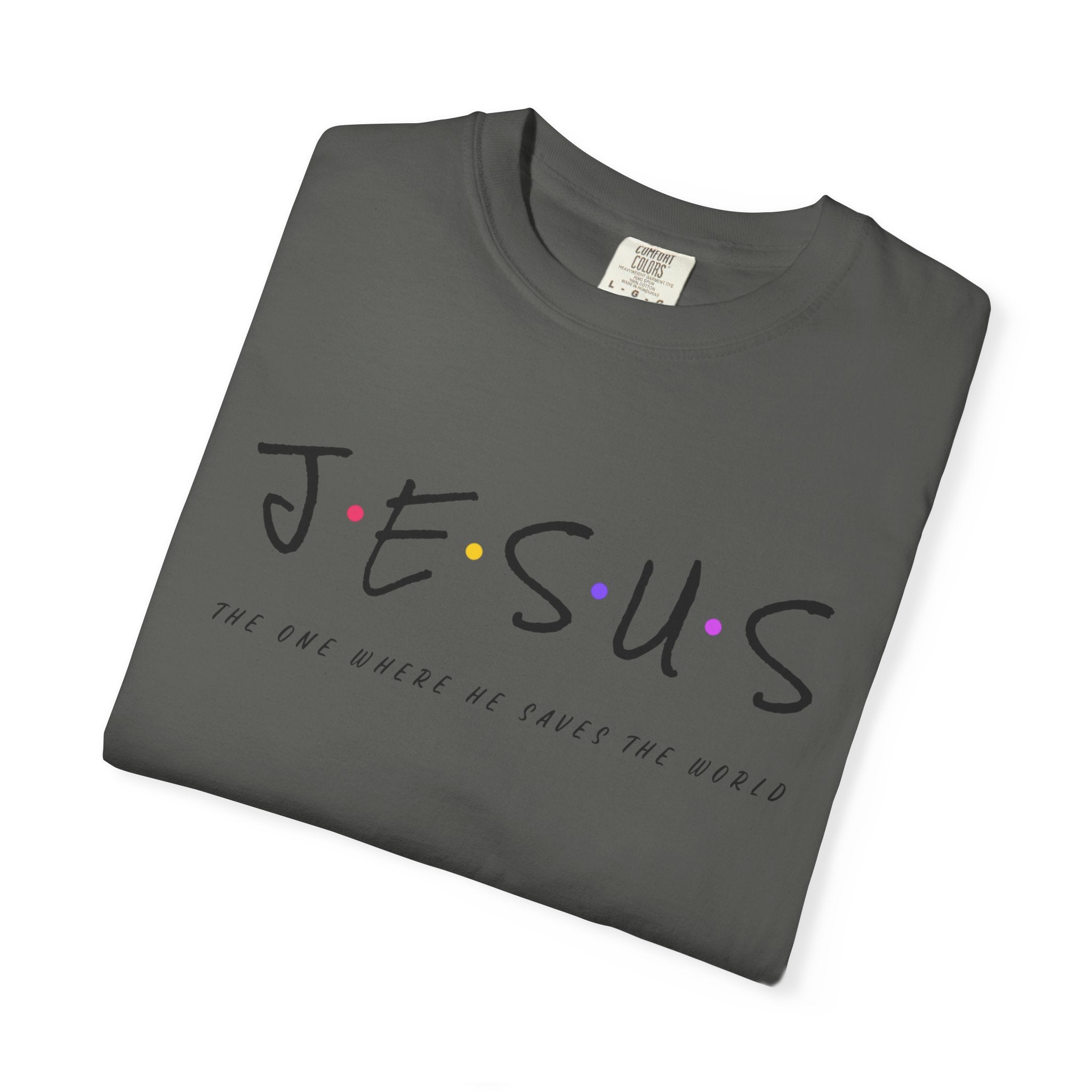 Jesus Graphic T-Shirt — 'Jesus' with Dots Faith Tee