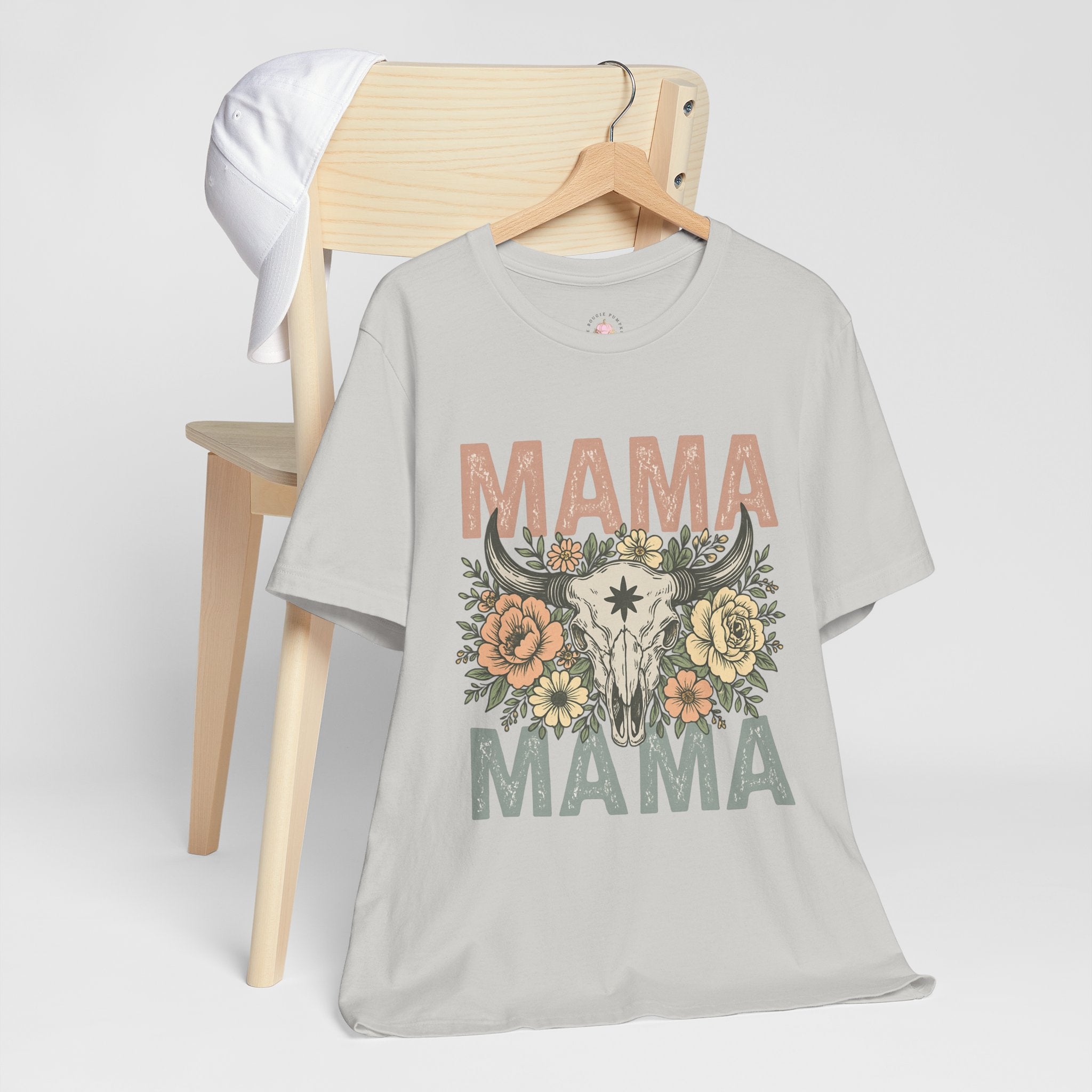 Mama Floral Skull Tee — Vintage Boho Mom T‑Shirt for Mother’s Day