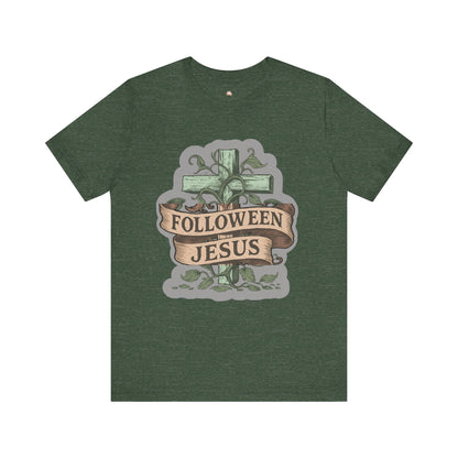 Halloween Faith Unisex Tee, Spiritual Shirt, Jesus Follow Shirt, Fall Apparel, Casual Halloween Outfit - The Bougie Pumpkin Boutique