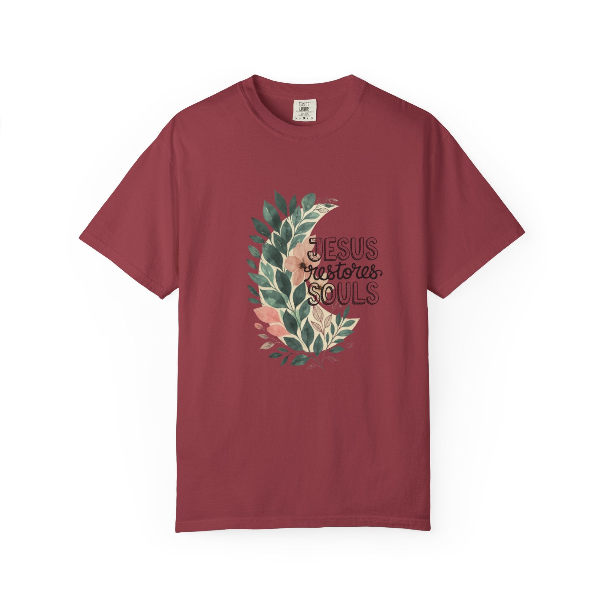 Floral Christian T-Shirt - Jesus Restores My Soul