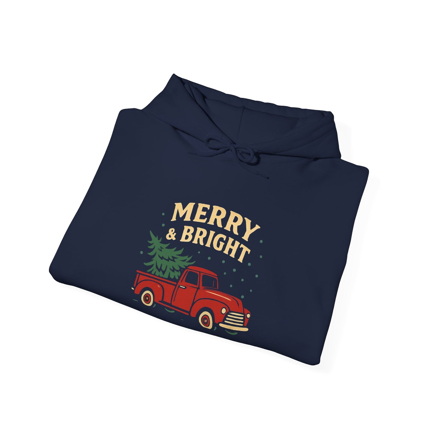 Merry & Bright Hoodie, Cozy Holiday Sweatshirt, Christmas Gift for Him & Her, Festive Apparel, Winter Style
