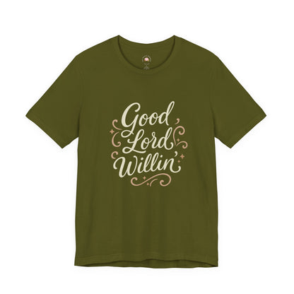 Short Sleeve Tee - Good Lord Willin' and the Creek Don't Rise - Southern Mama, Bible Belt, Funny Sayings - The Bougie Pumpkin Boutique