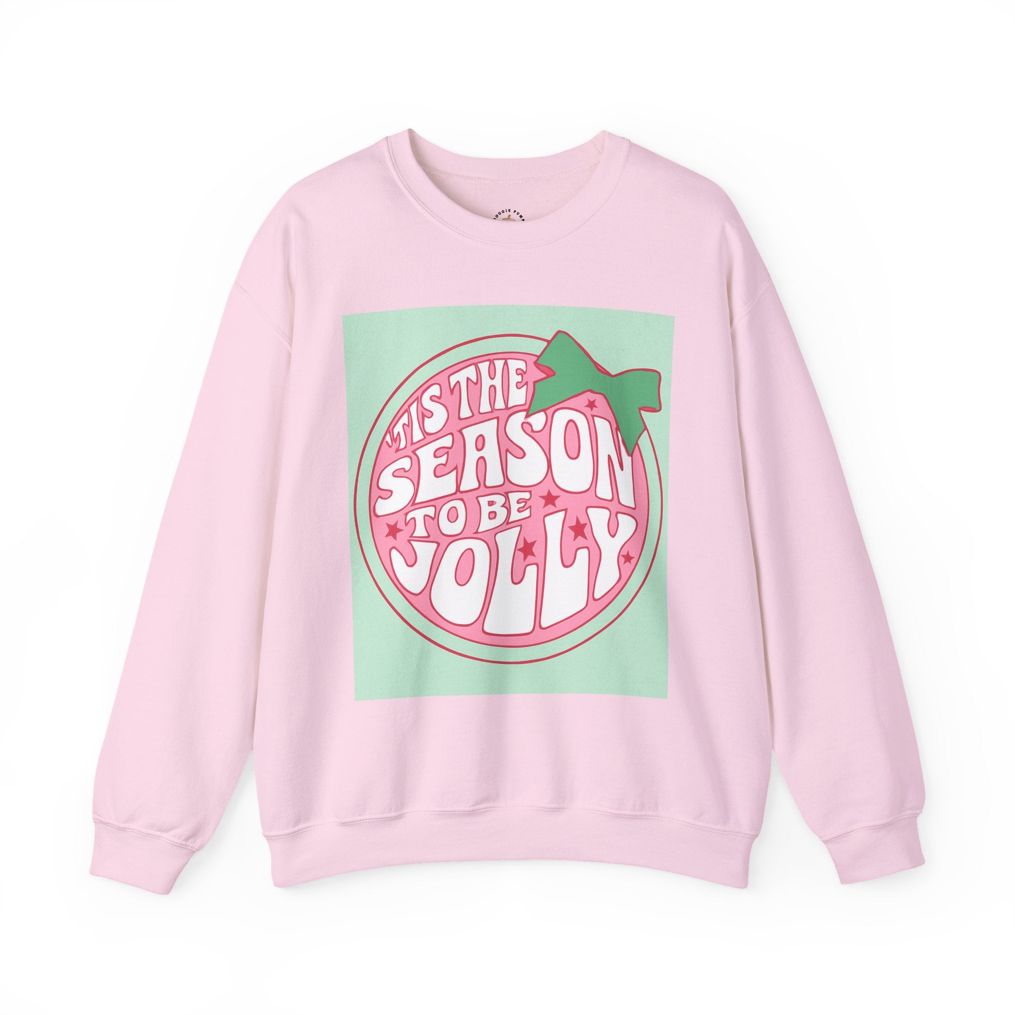Holiday Sweatshirt — ’Tis the Season to Be Jolly Pastel Graphic Crewneck
