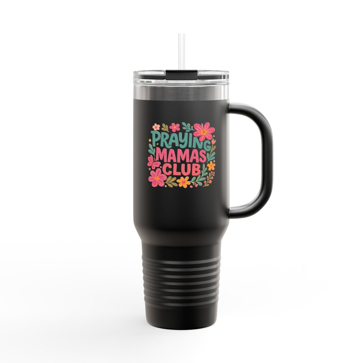Praying Mamas Club 40oz Insulated Travel Mug | Floral Christian Tumbler for Busy Moms – The Bougie Pumpkin Boutique - The Bougie Pumpkin Boutique