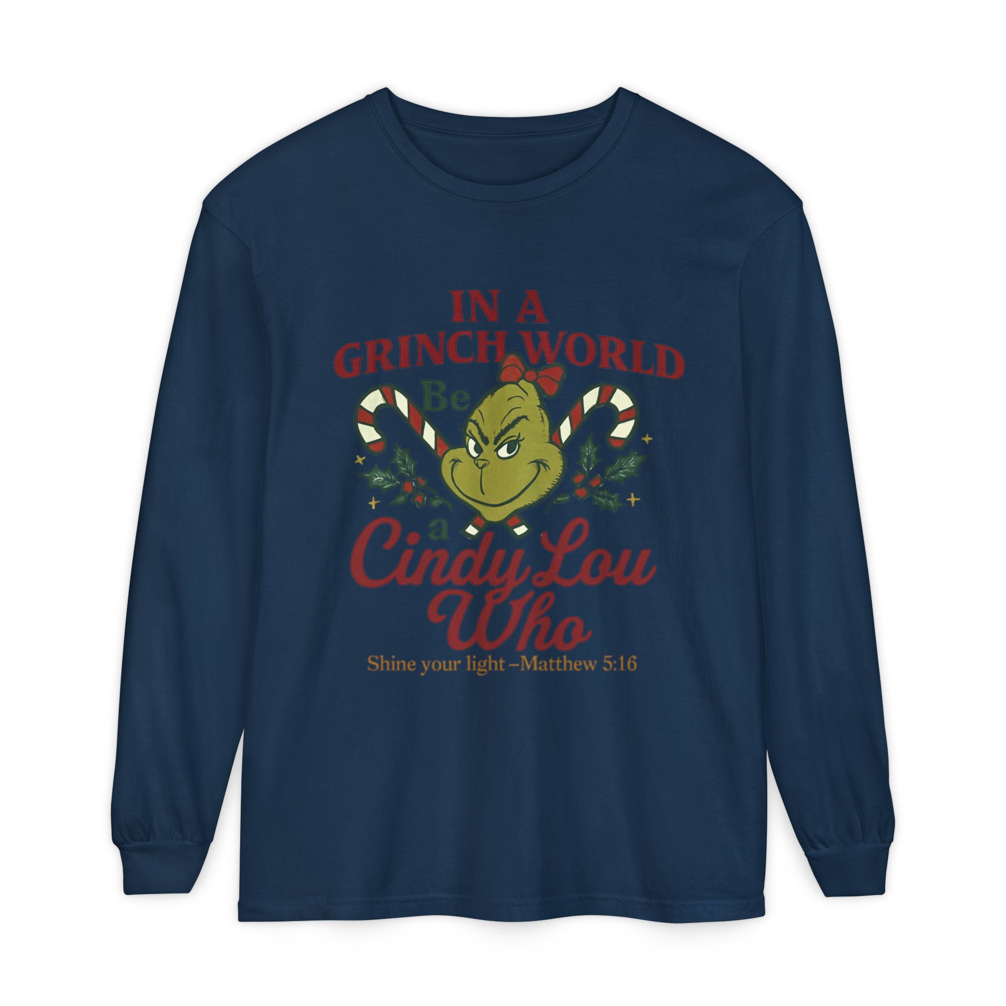 Christian Christmas Shirt – “Be a Cindy Lou Who” Inspired Holiday Tee | Matthew 5:16 | Bougie Pumpkin Boutique