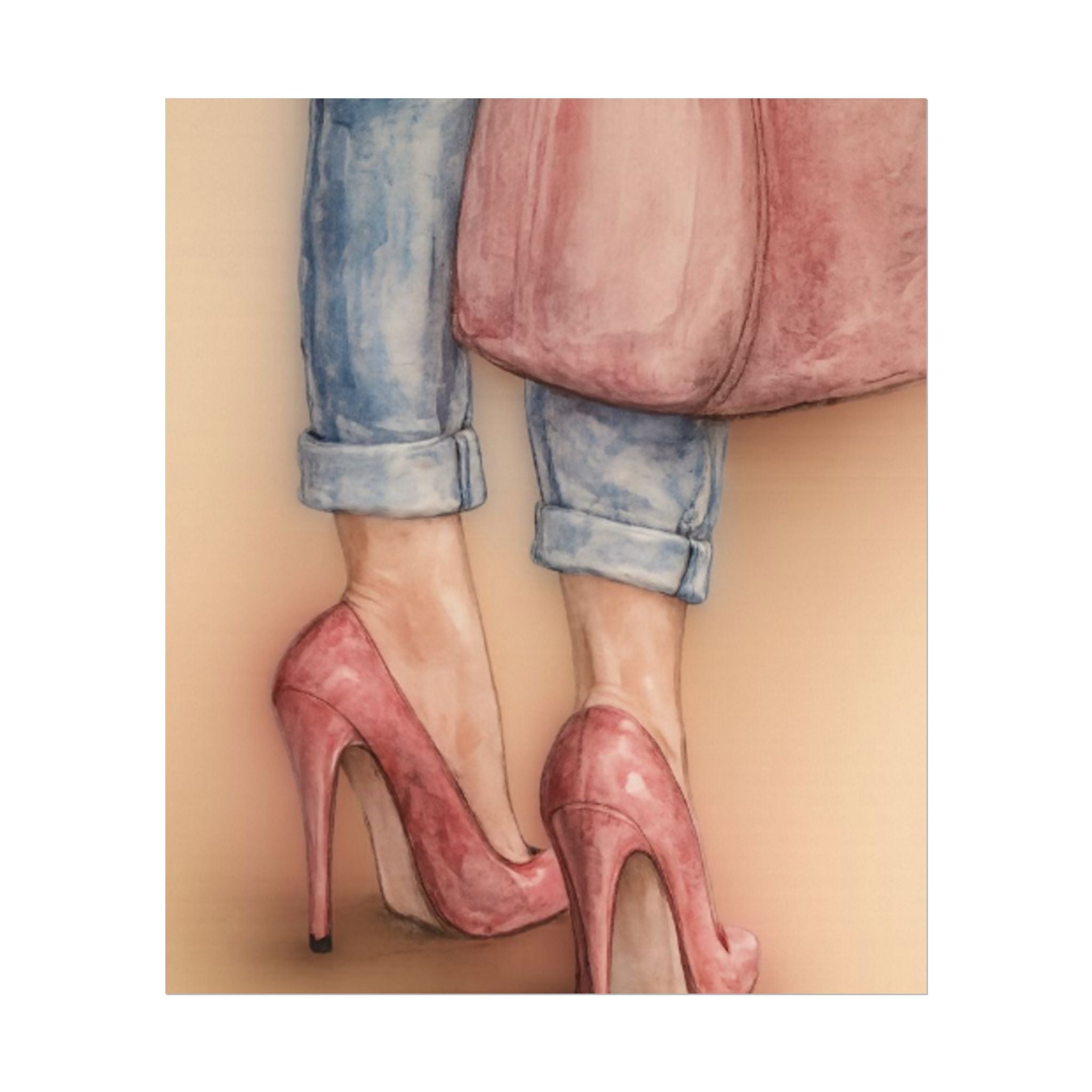 Stepping in Faith High Heels Poster — Watercolor Fashion Illustration Matte Print