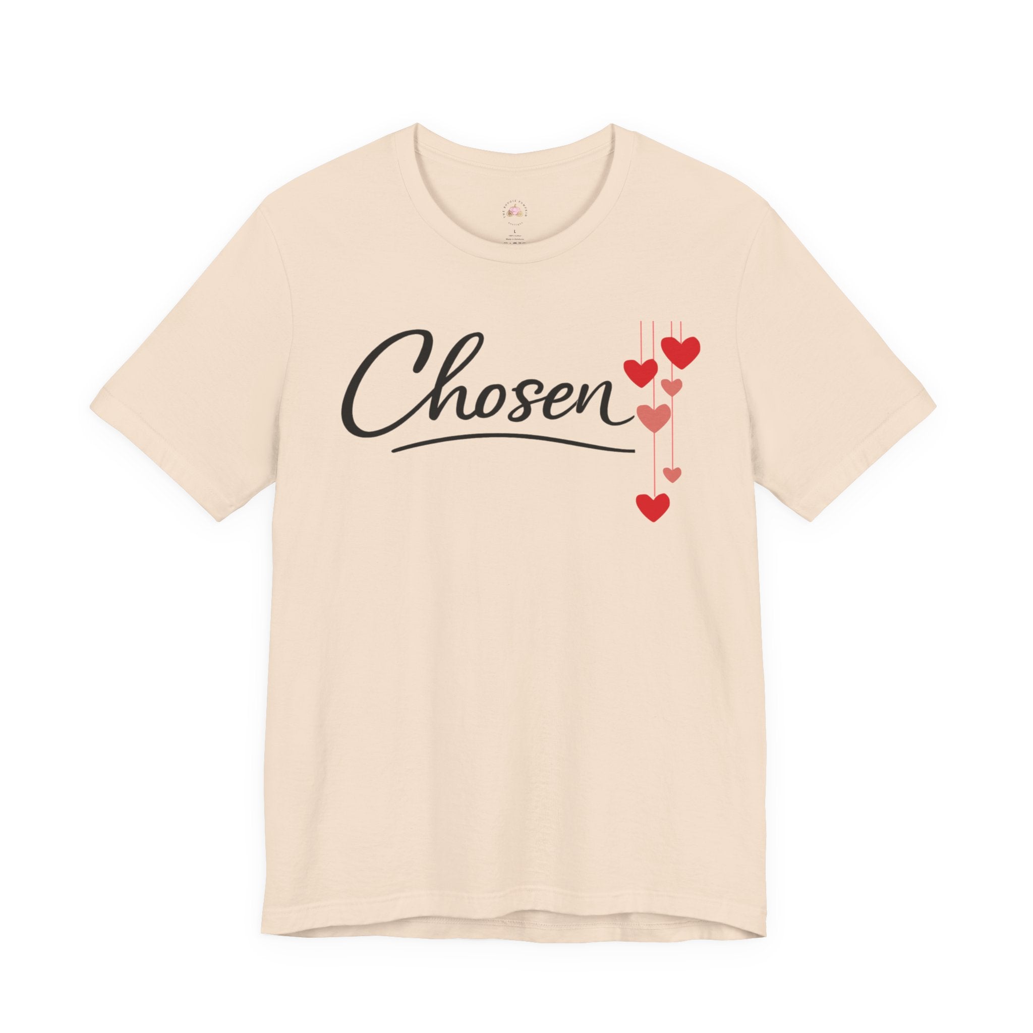Chosen Hearts T-Shirt — 'Chosen' Script Tee with Falling Hearts